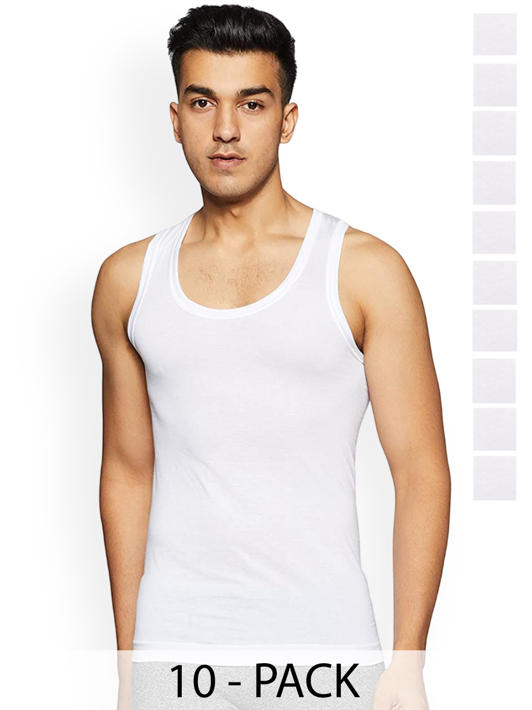 Rupa Frontline Pack Of 10 Pure Cotton Undershirt Vests Frontline--Air-Whit-RN-10