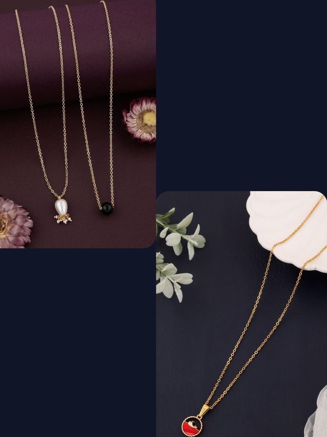 DressBerry Set of 3 Gold-Plated Feather Chain