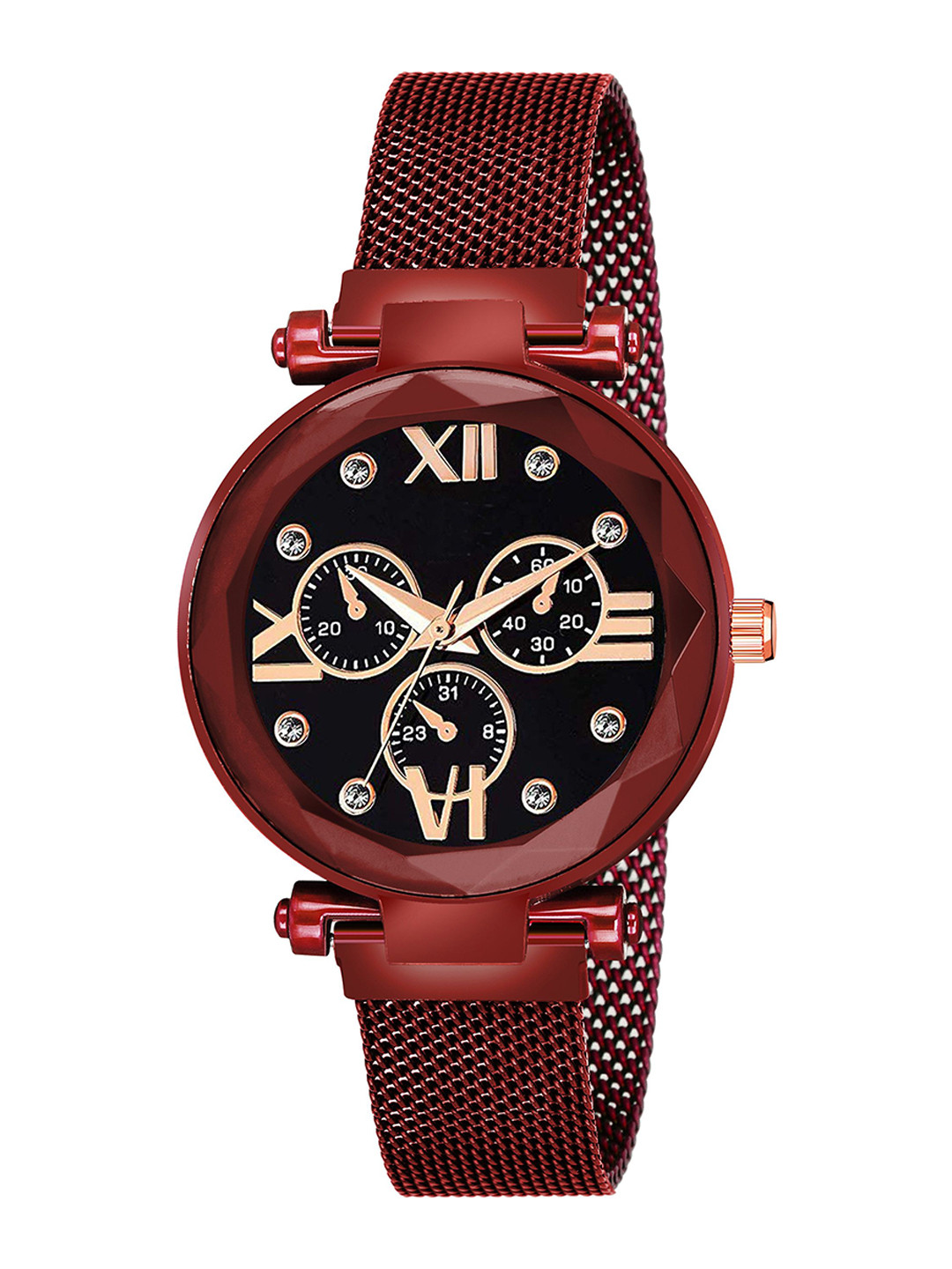 Gopal Shopcart Unisex Embellished Dial Analogue Watch Mina Black dial Red Maganet