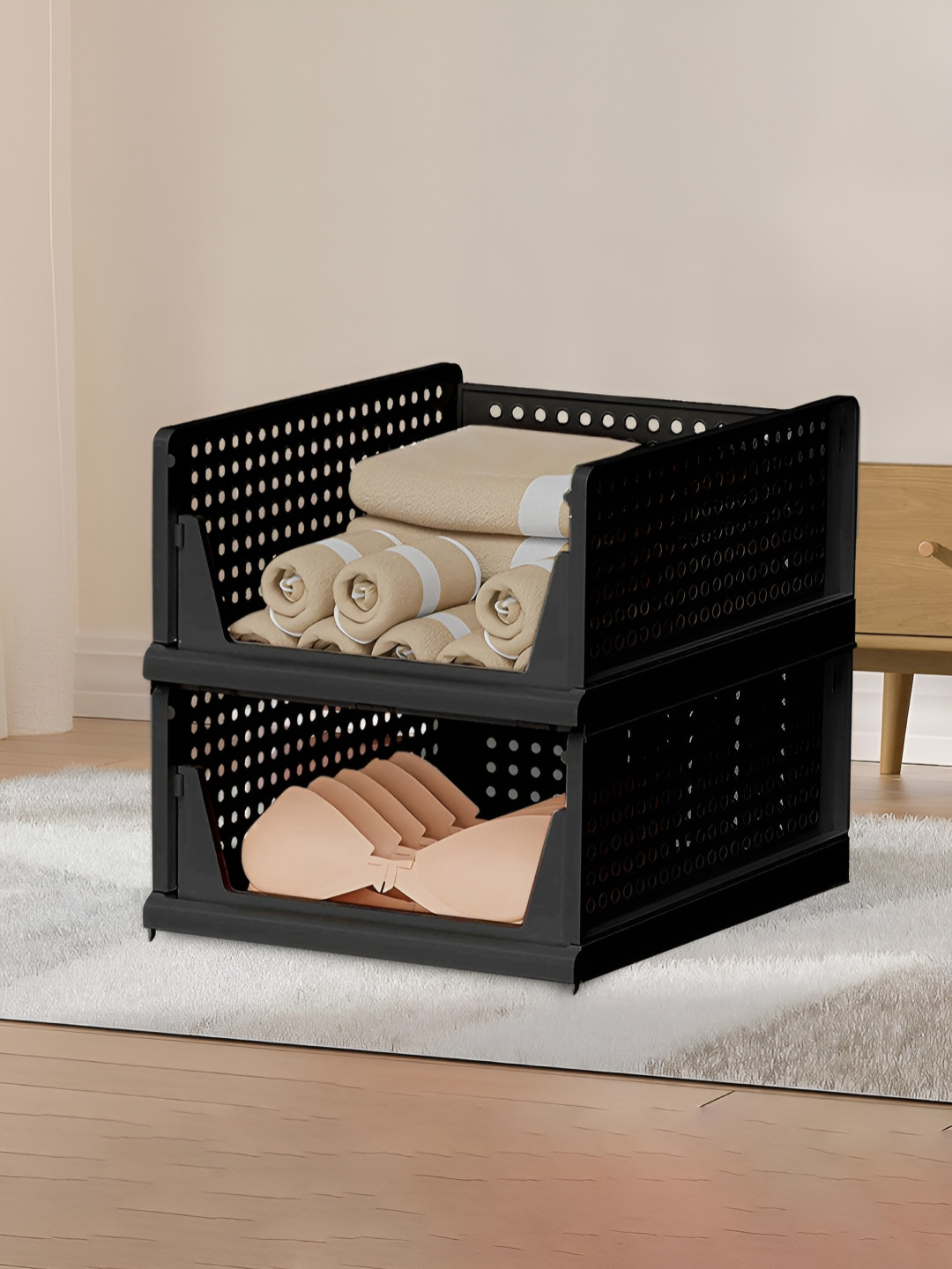 Aura Black 2 Pieces Reusable Wardrobe Organisers