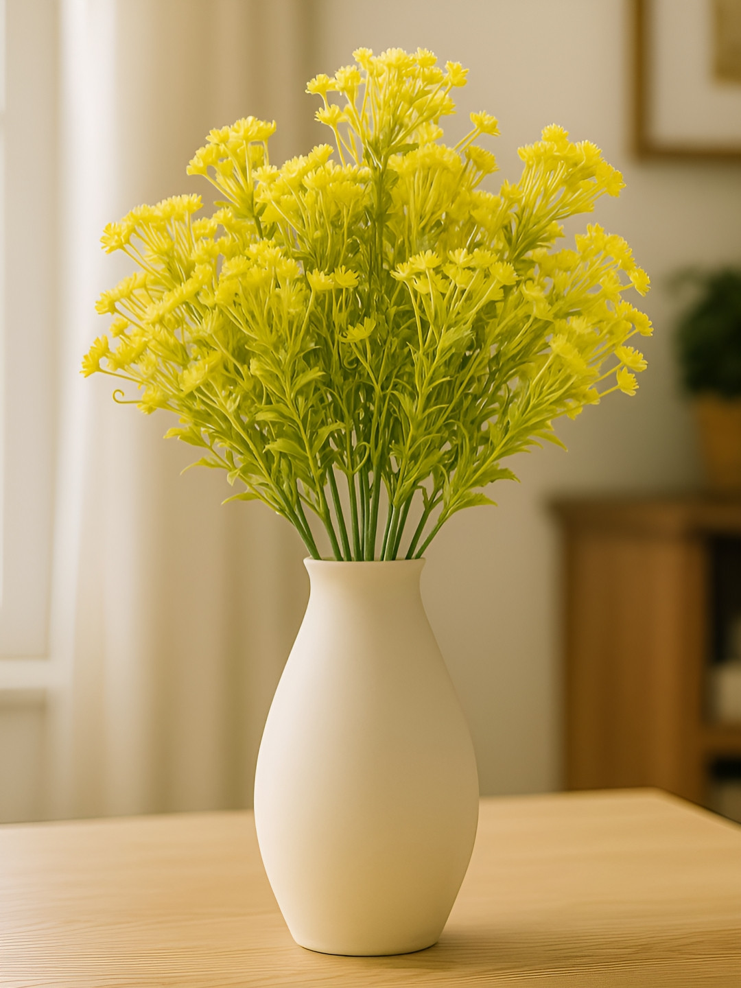 ARTSY Yellow & Green 2 Pieces Gypsophilia Artificial Flowers