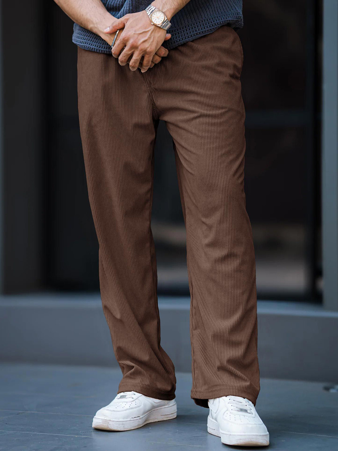 SWADESI STUFF Men Self Design Mid-Rise Regular Trousers