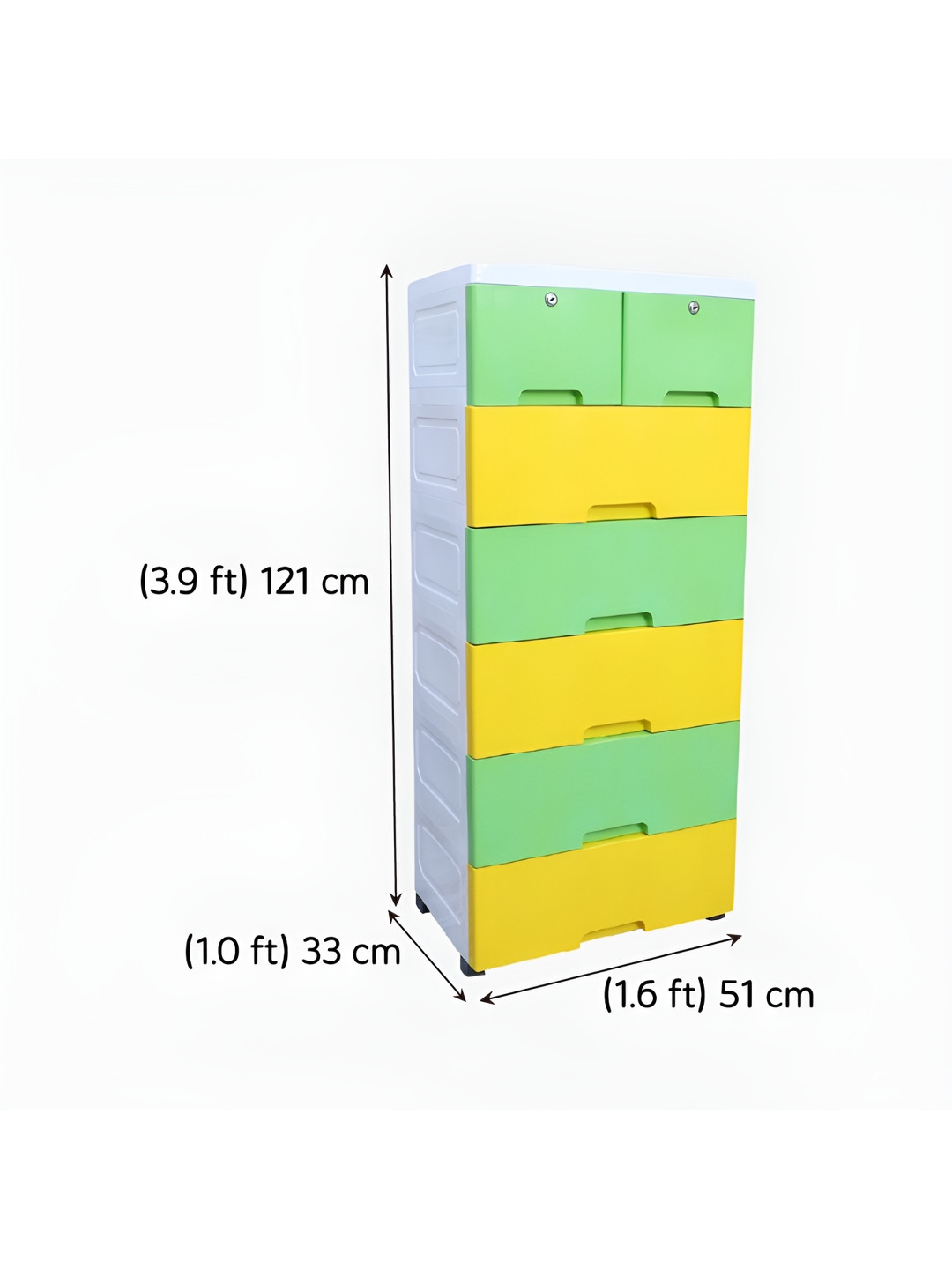 The Tickle Toe Kids Yellow & Green Durable & Eco-Friendly 7-Drawer Storage Chest