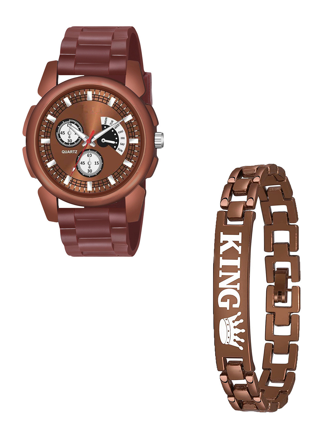 CSAMON Men Pack of 2 Dial Analogue Watch & Bracelet J16 BROAeviyo D NEW PU K Bracelet