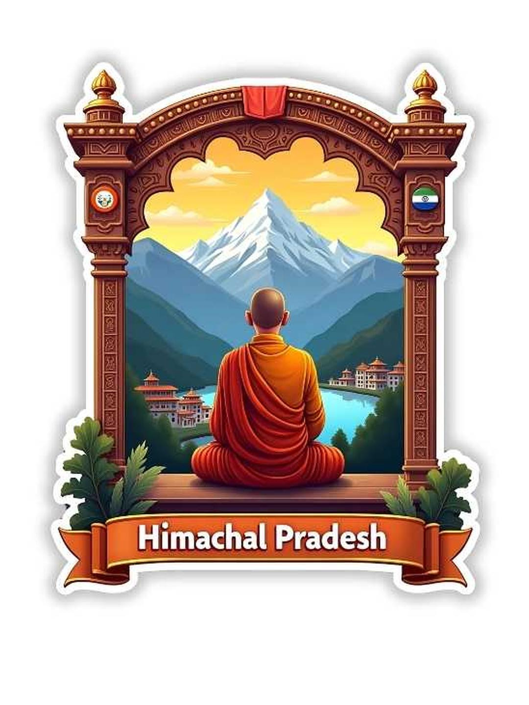 GIFTSHALA Himachal Pradesh State Theme Souvenir Wooden Refrigerator Stylish Fridge Magnet