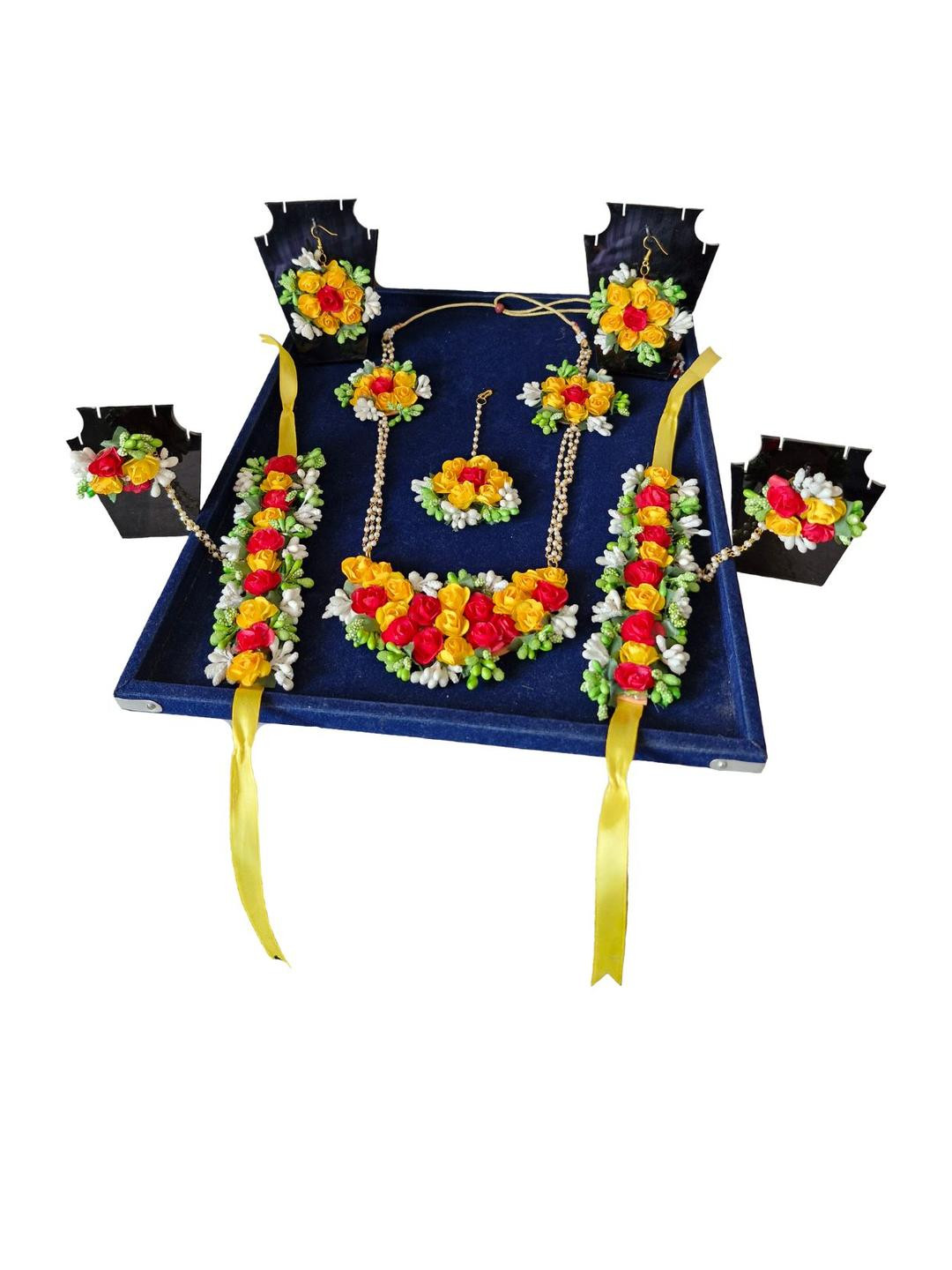 Designers Collection Women Pack Of 1 Yellow Floaral Handcrafted Jewellery Set