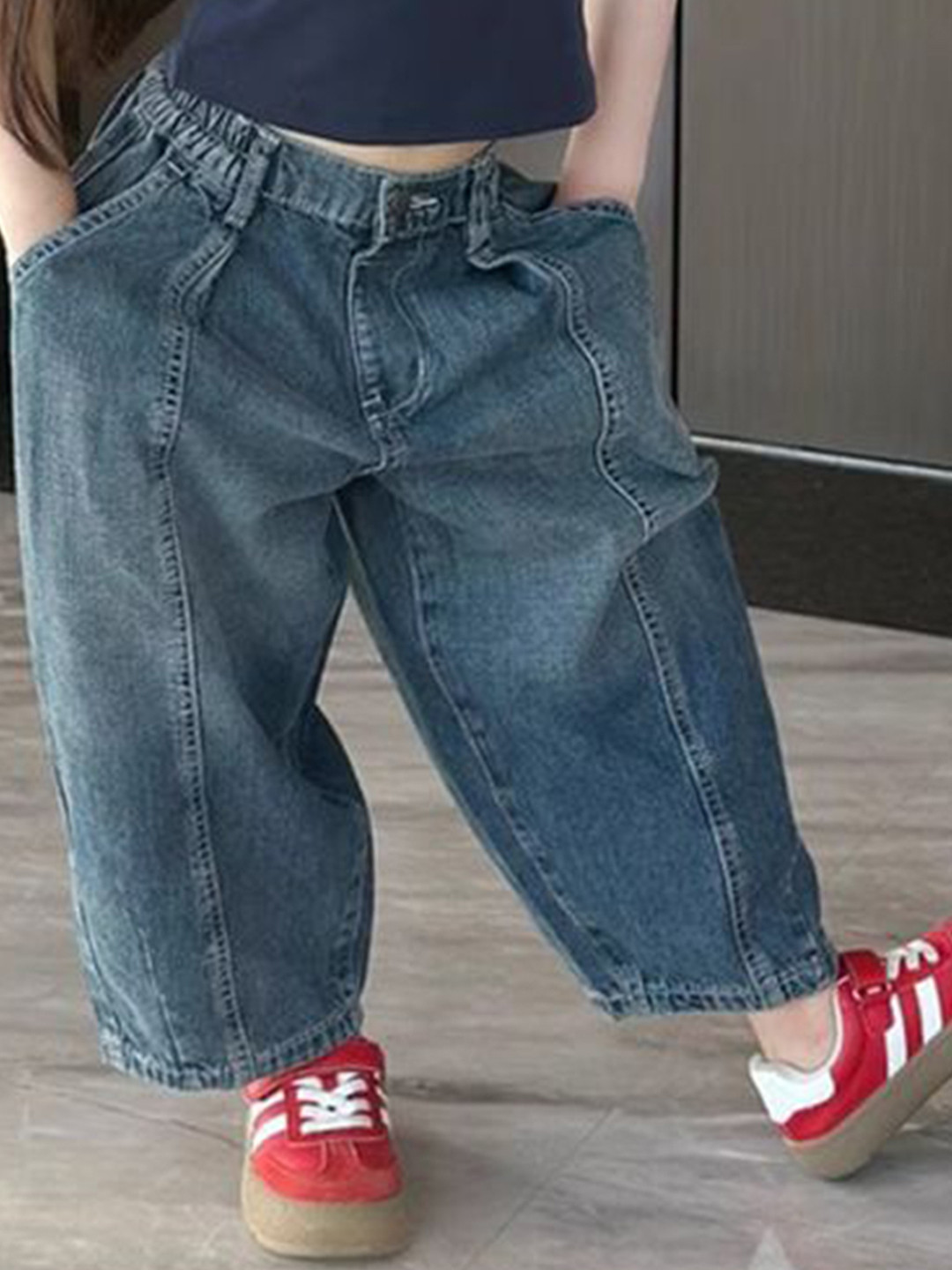 StyleCast x Revolte Girls Relaxed Fit Mid-Rise Light Fade Retro Denims Cotton Jeans