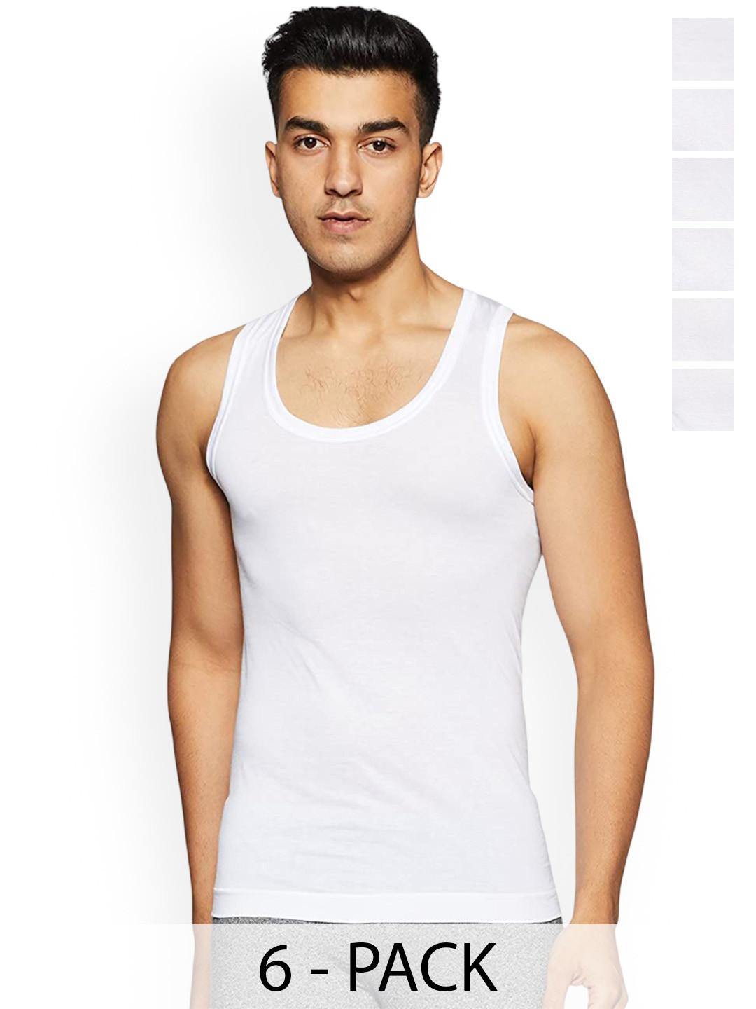 Rupa Frontline Pack Of 6 Scoop Neck Pure Cotton Vest Frontline--Air-Whit-RN-6