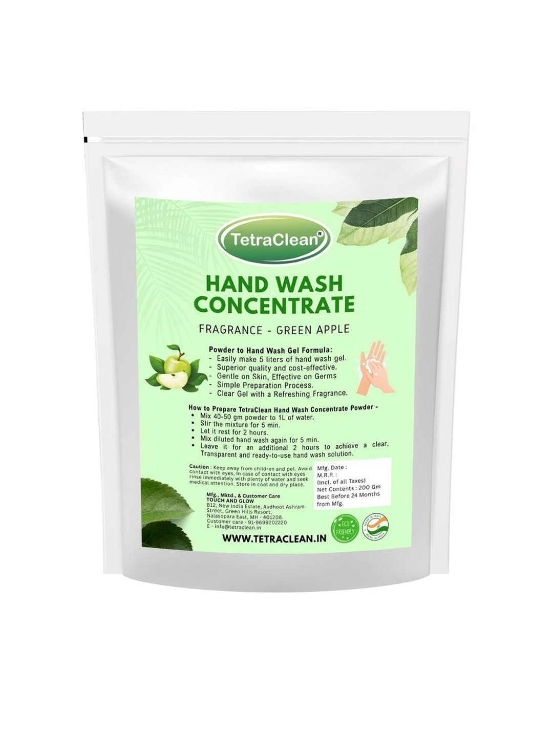 TetraClean Green Apple Hand Wash Powder - 200 g