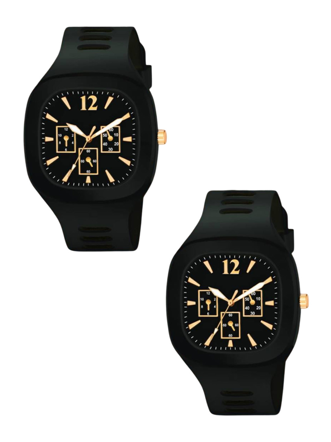 Hala Men Pack of 2 Solid Square Tang Regular Analogue Watches-MILLER-02