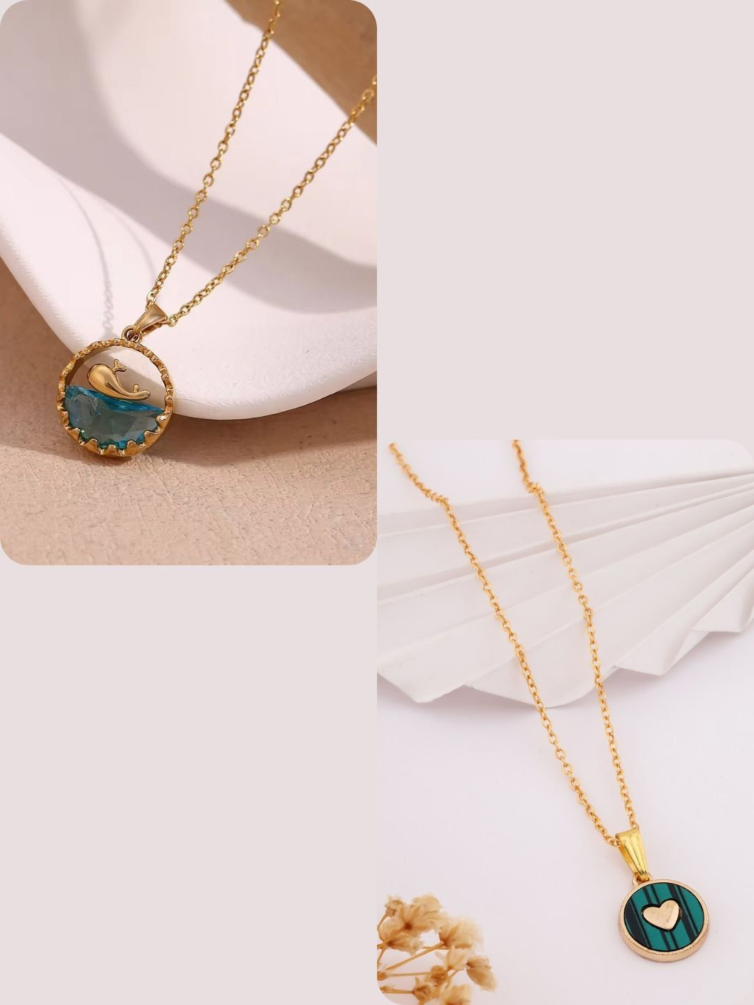 DressBerry New Stylish Elegent Women Set Of 2 Gold-Plated Pendant With Chains