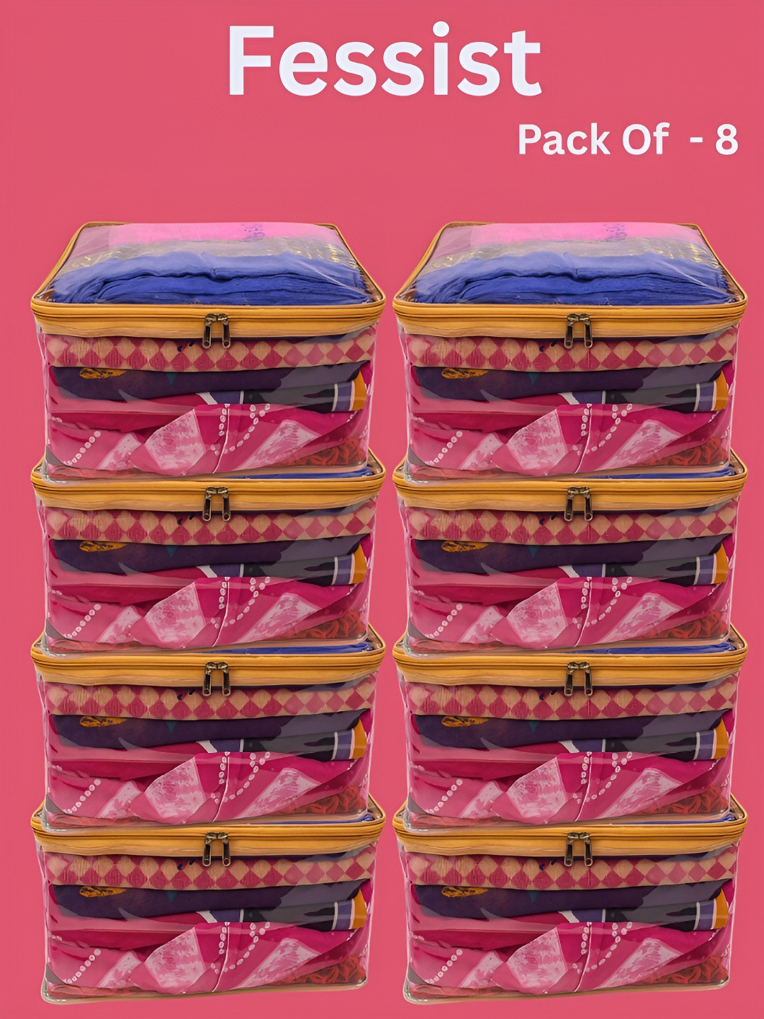 Fessist Ajabh luxeorganize Gold-Toned 8 Pieces Water Resistant Multi-Utility Organisers