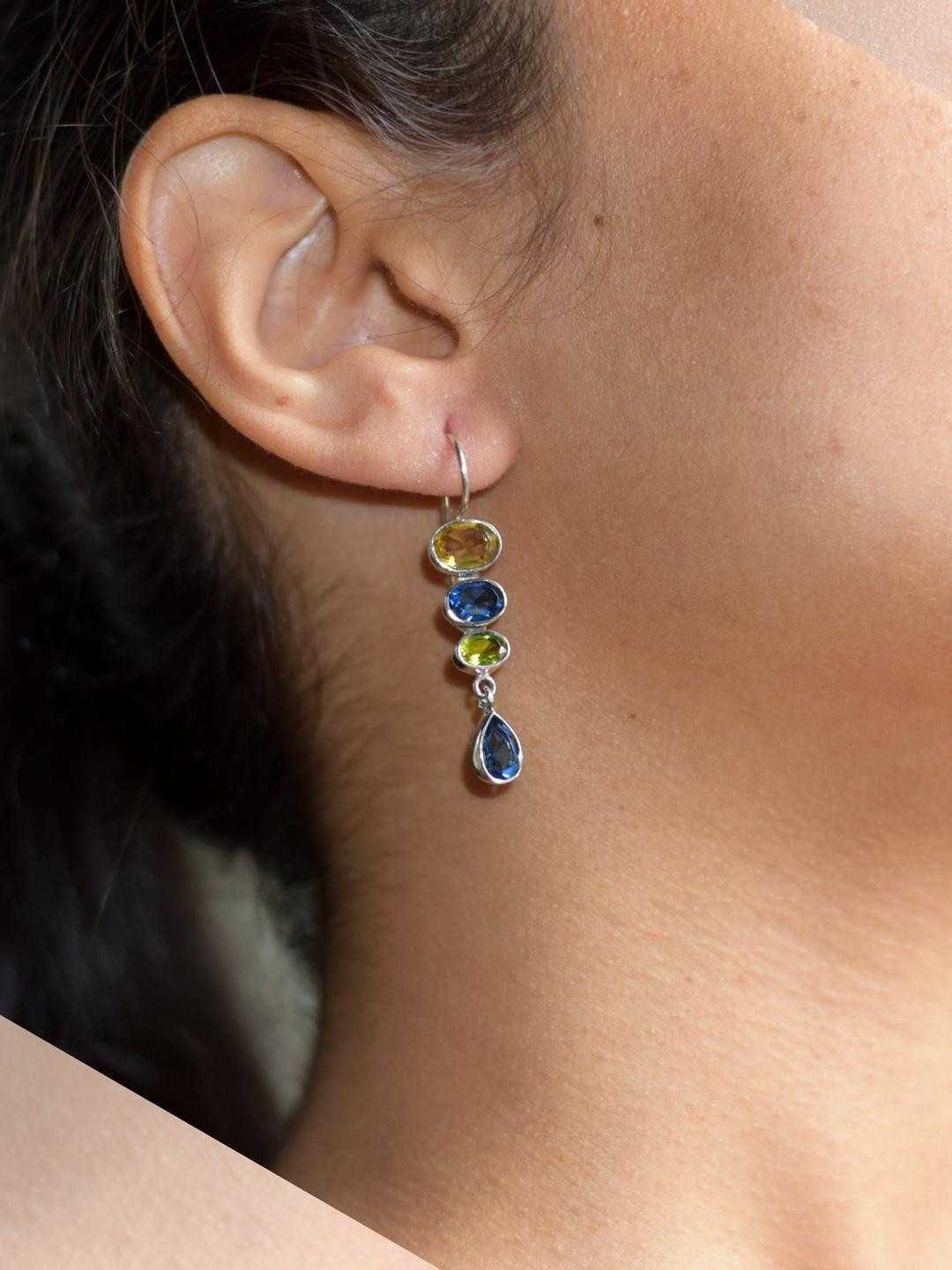 Silver Planets Women Multi Earrings