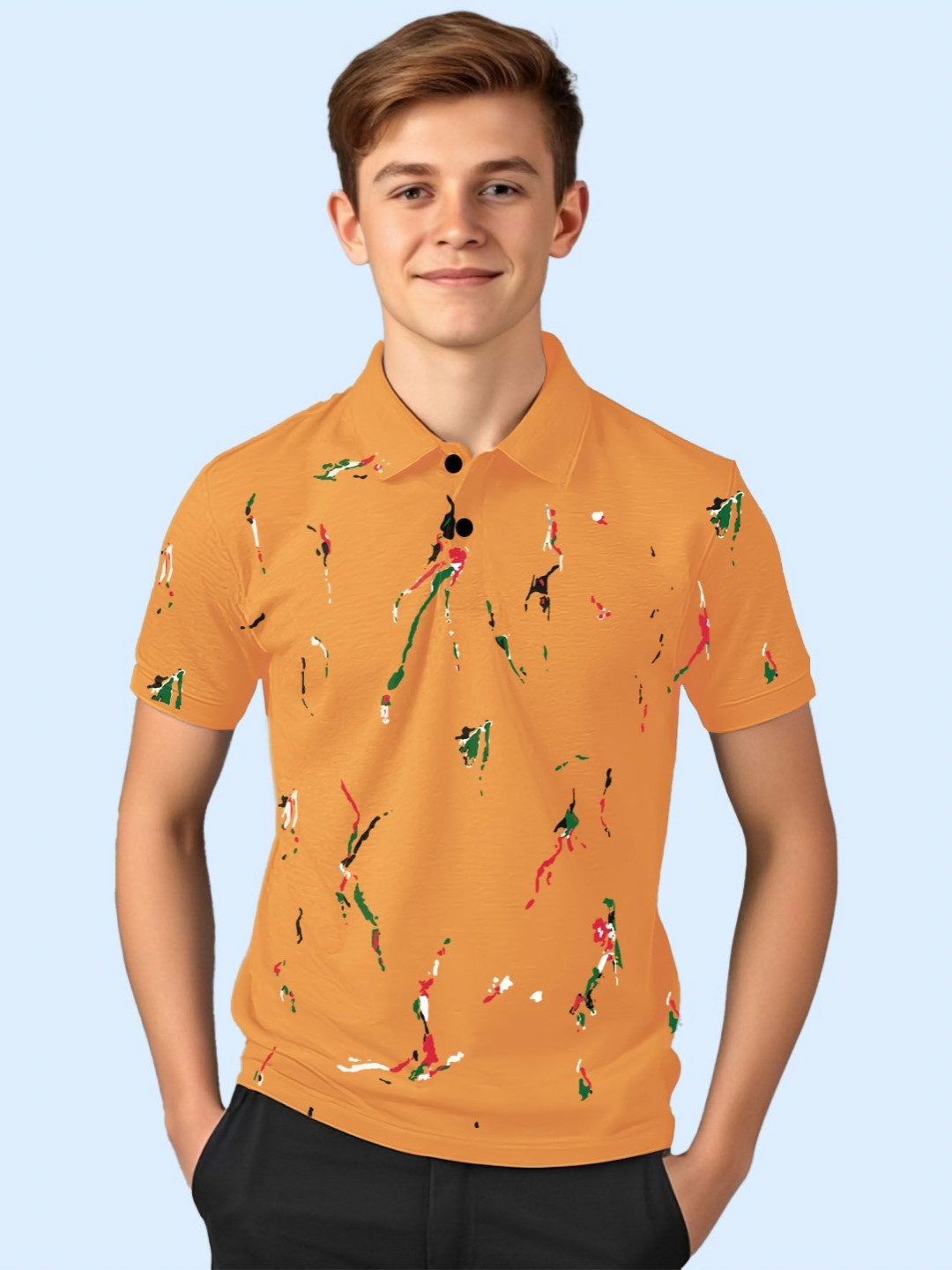 Kiddy Viddy Boys Printed Slim Fit Polo Collar T-shirt