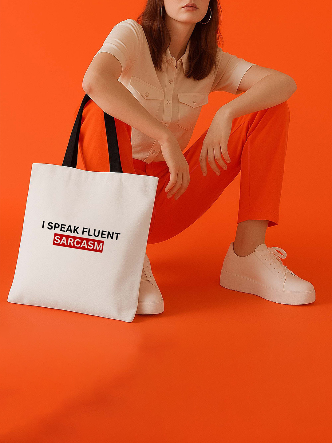 ARTBUG Women I Speak Fluent Sarcasm Printed Canvas Tote Bag