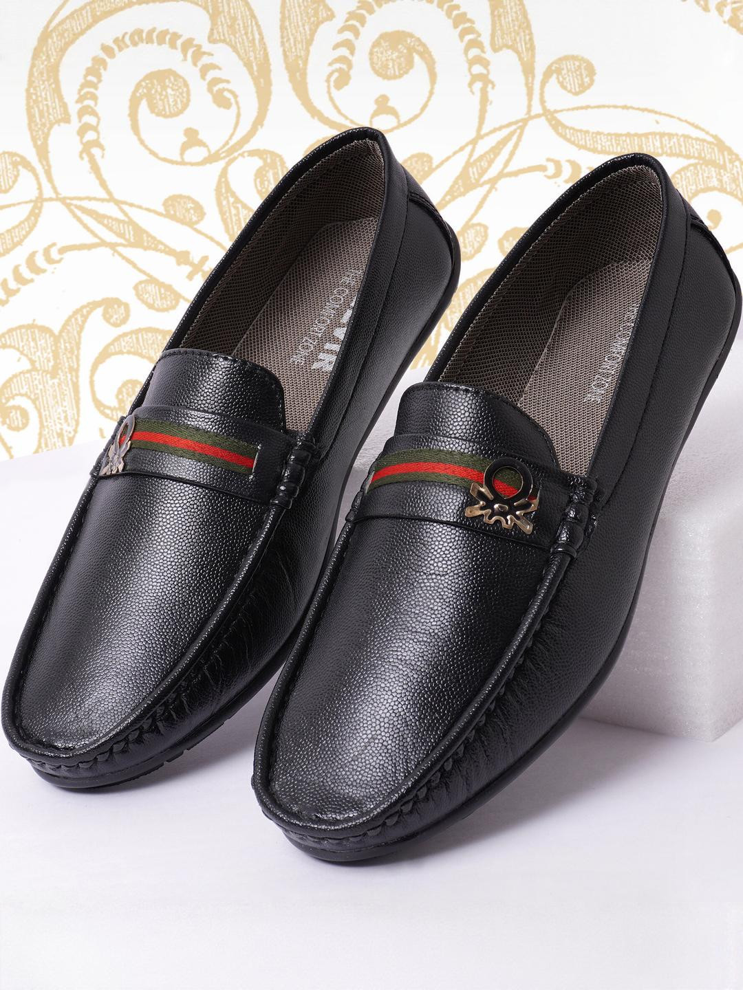 FUNNY FIRE Men Black Slip-on Loafers