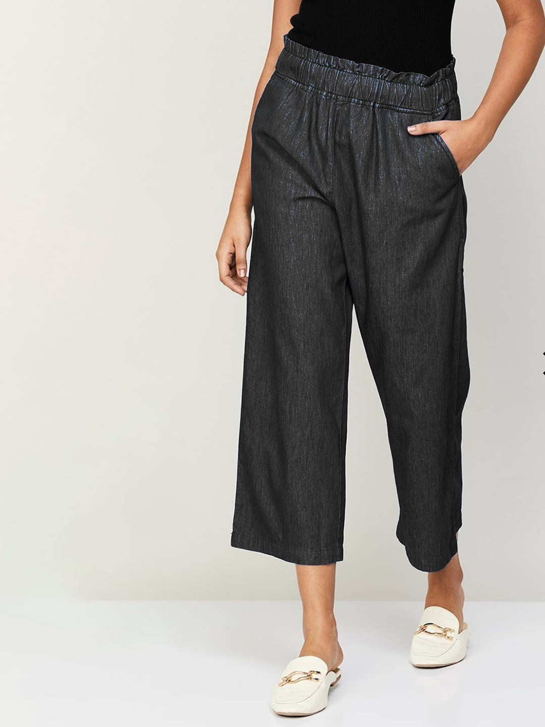 Tripursundari Fashion Women Mid-Rise Relaxed Fit Denim Cropped Trousers