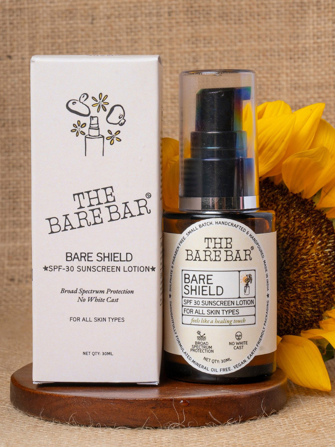 The Bare Bar Bare Shield SPF30 Sunscreen Lotion with Vitamin E & Squalane - 30 ml