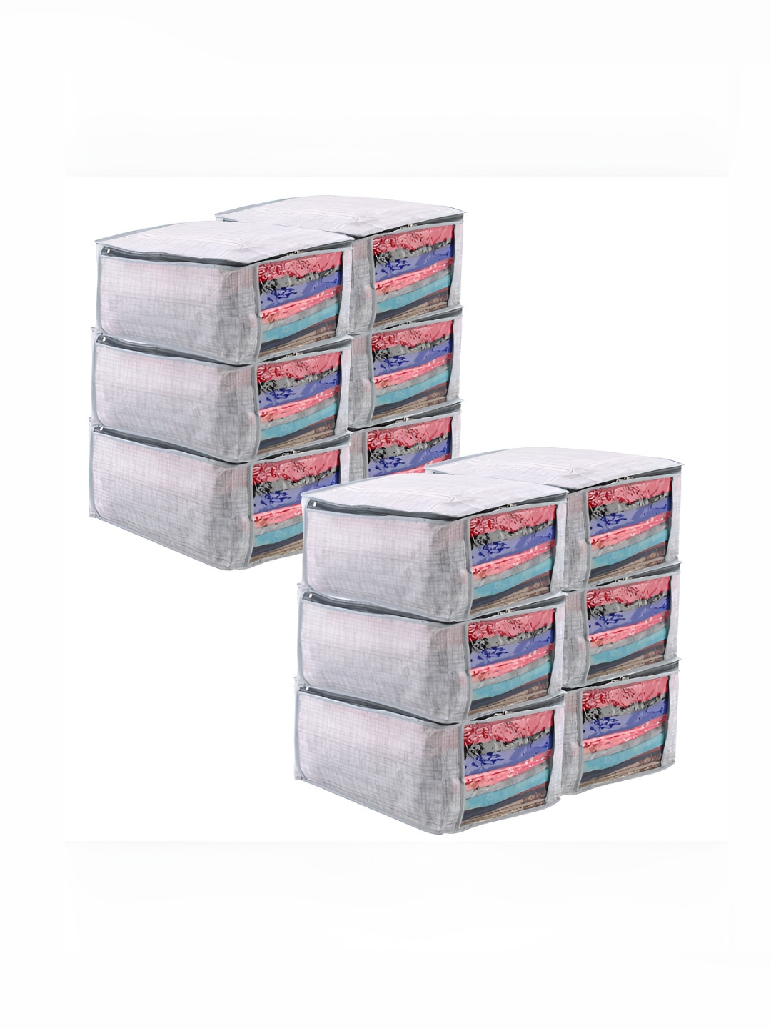 Aura Grey & Transparent 12 Pieces Printed Reusable Drawer Organisers
