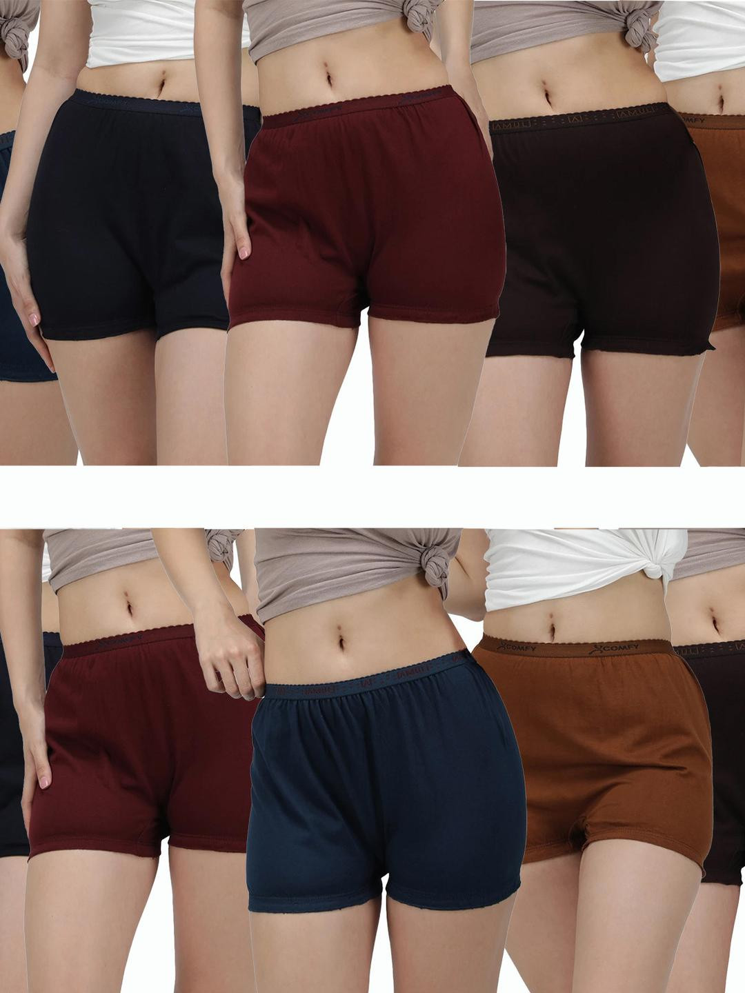 Amul Pack of 10 Women's Cotton Plain Multicolor Outer Elastic Regular Bloomers