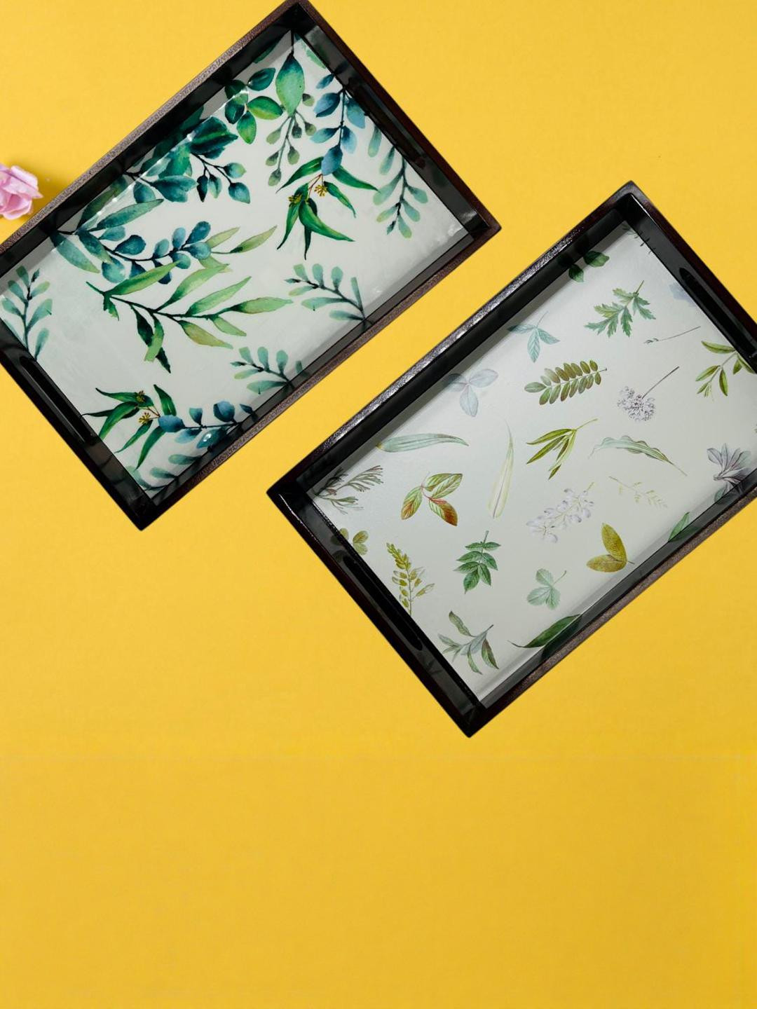 Angira  2 Pieces handicrafts Brown Wood Serving Tray