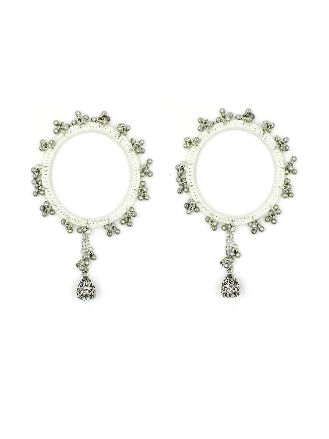 gurjari jewellers 2 Pcs Women White Bangles With Silver Ghungru