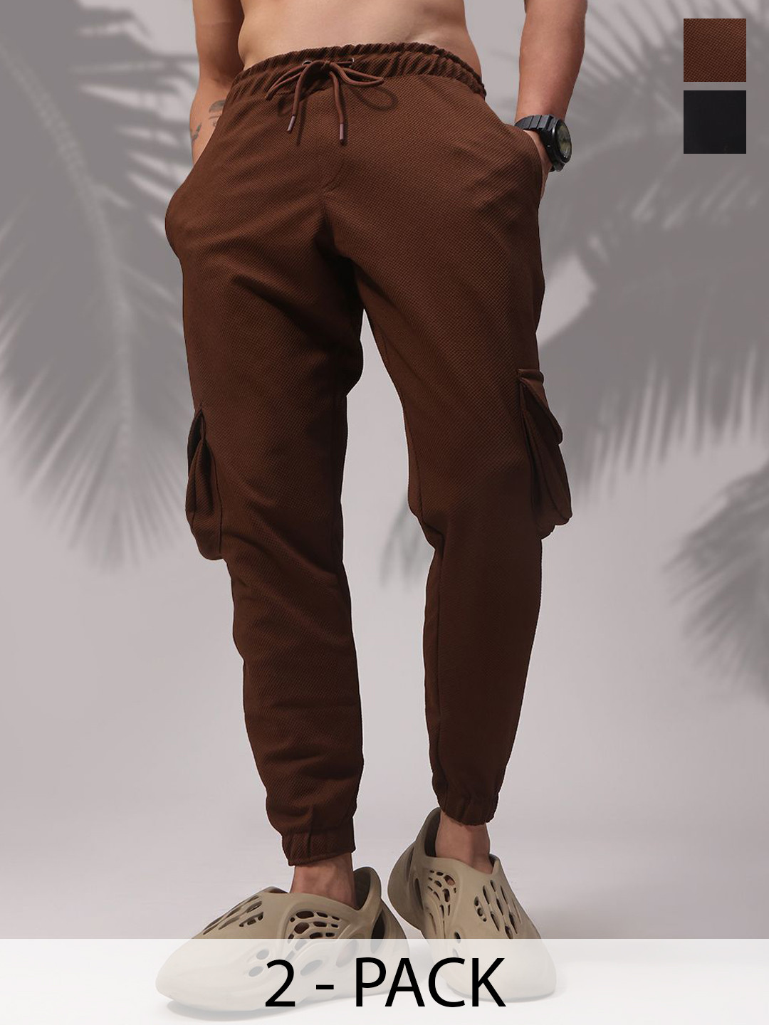 MADSTO Pack Of 2 Mid-Rise Relax-Fit Trousers