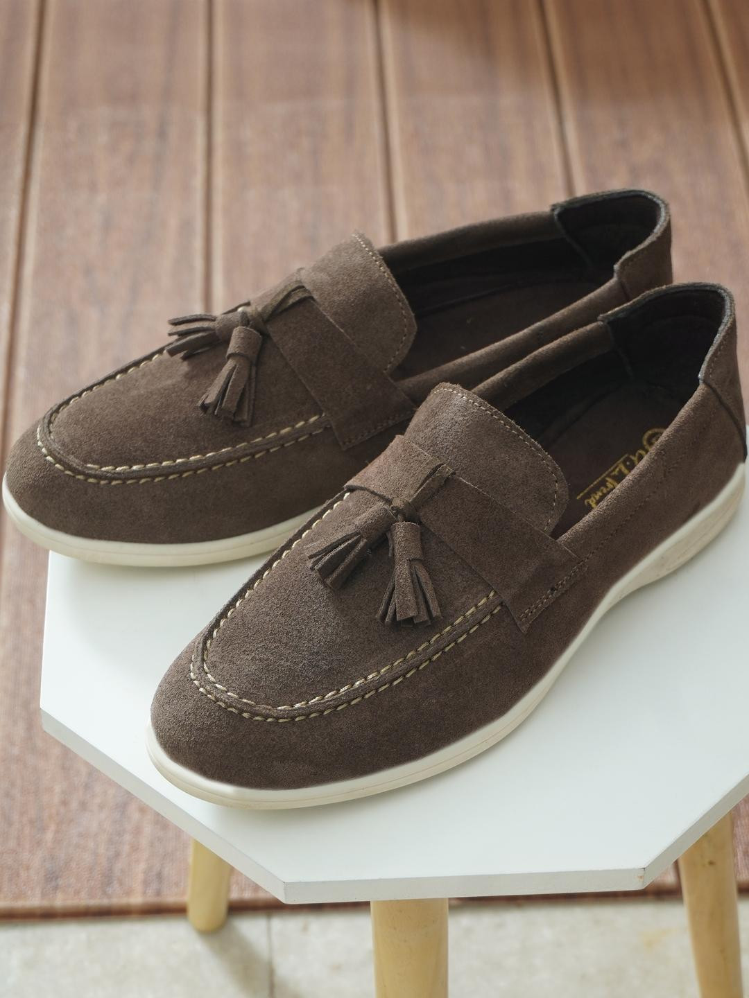 G L Trend Men Brown Suede Leather Casual Tassel Loafer  Loafers