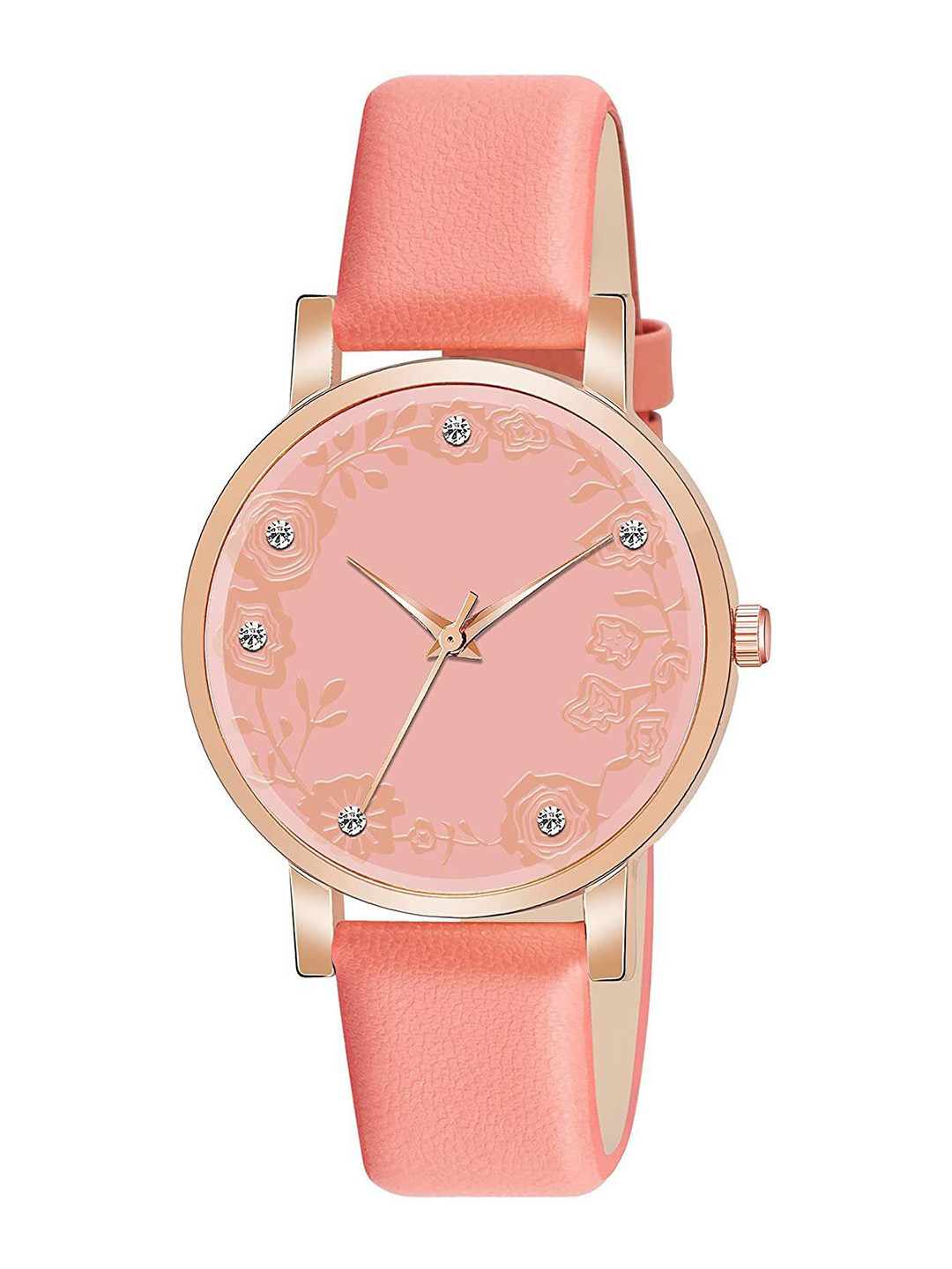 Gopal Shopcart Unisex Embellished Round Dial Analogue Watch C36RG ORG R2 Leather