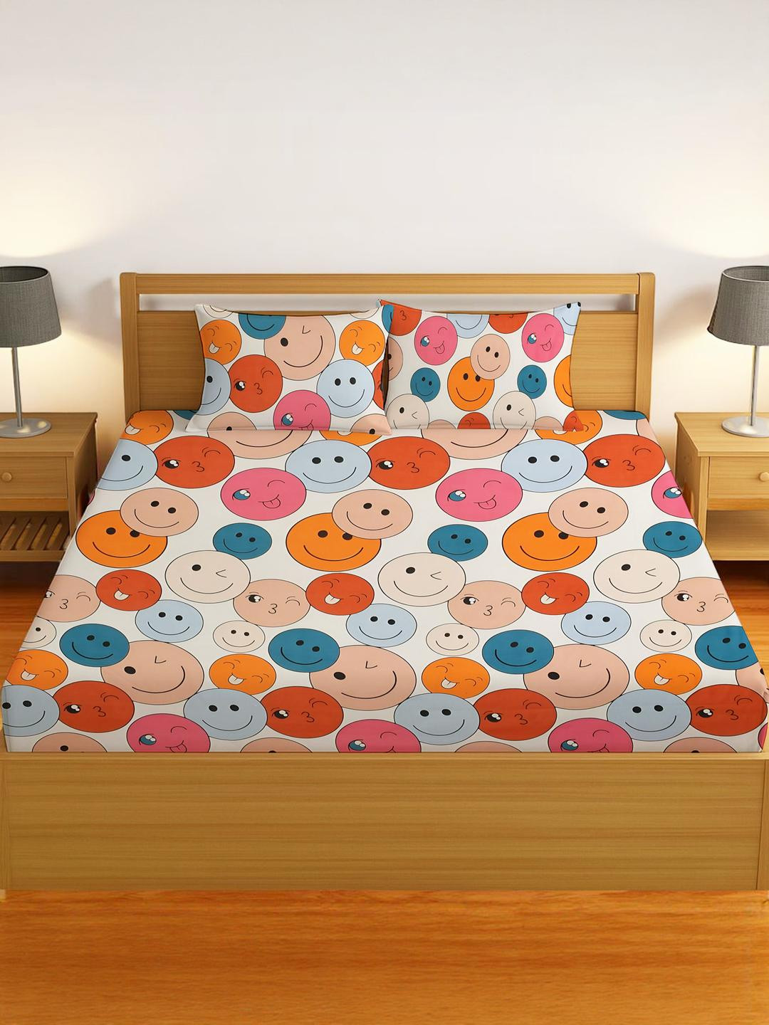 IVAZA Orange 300 TC Queen Bedsheet with 2 Pillow Covers