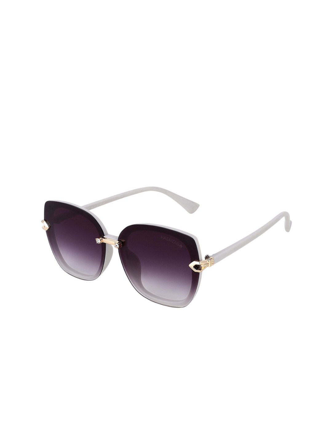 HASHTAG EYEWEAR Women Black Lens & White Butterfly Sunglasses with