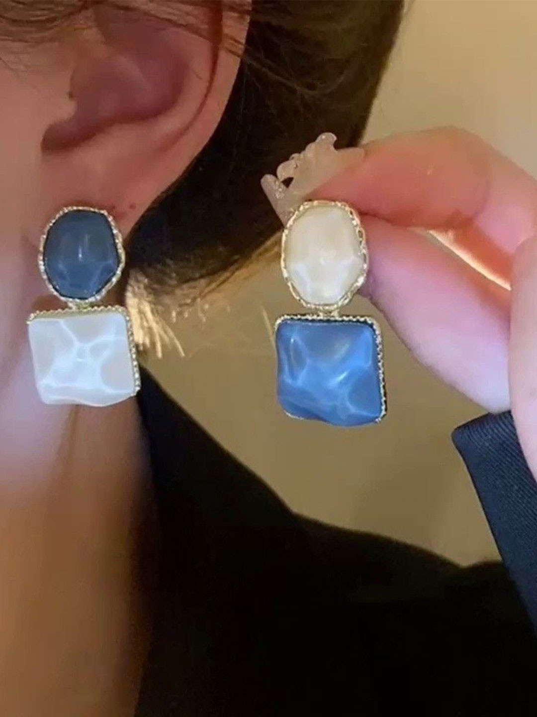 Celestria Korean Geometrical Shaped Drop Earrings