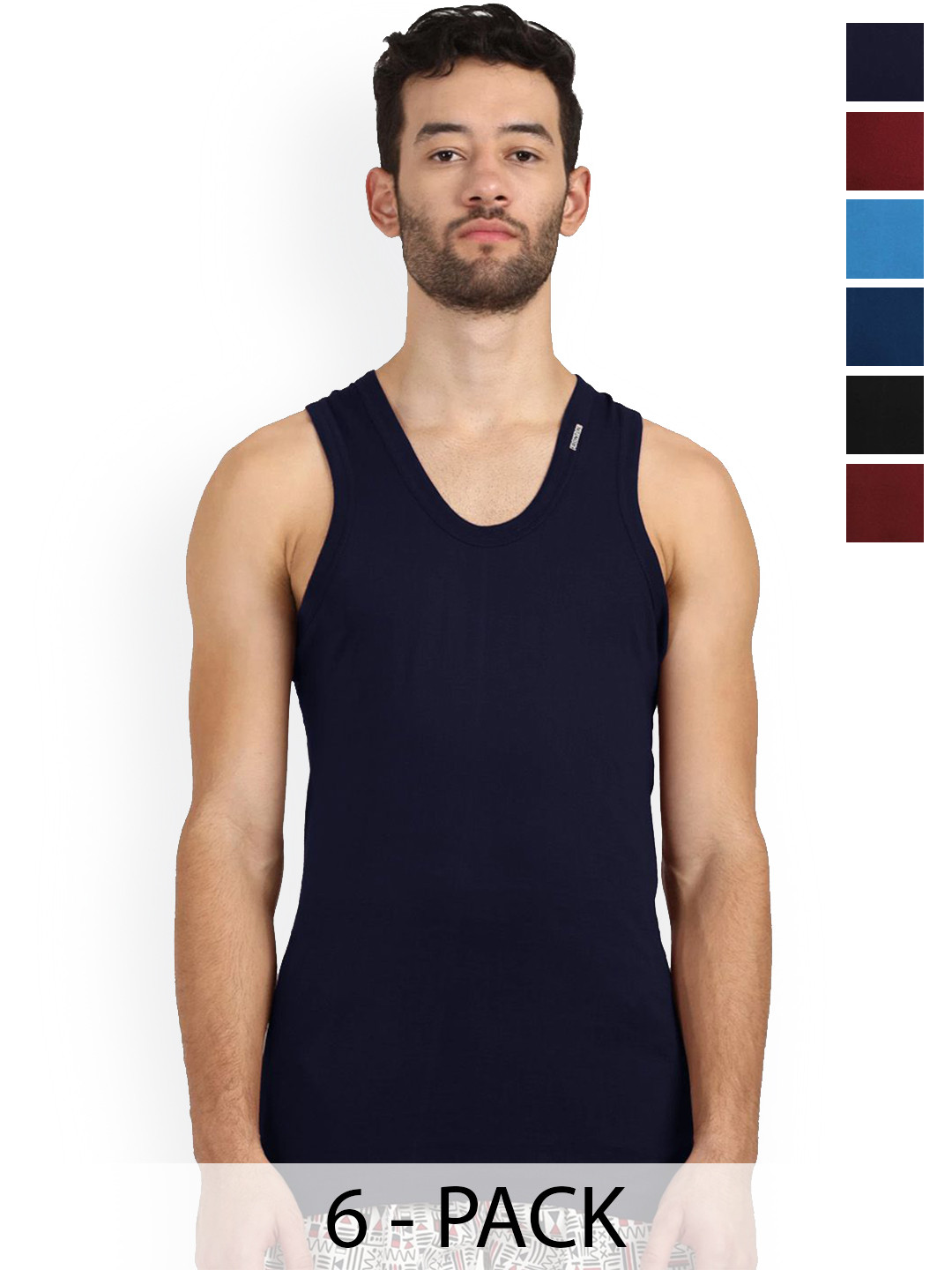 Rupa Frontline Pack Of 6 Assorted Pure Cotton Vest Frontline--Color-Asst-RN-6
