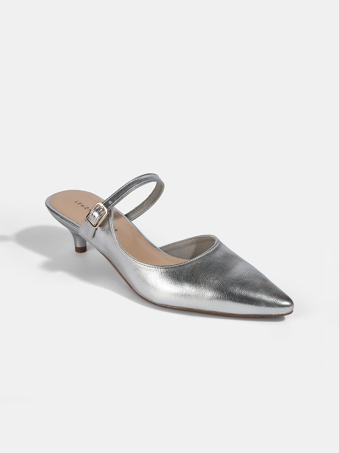 LEMON & PEPPER Women Embellished Party Kitten Heel Mules with Buckles