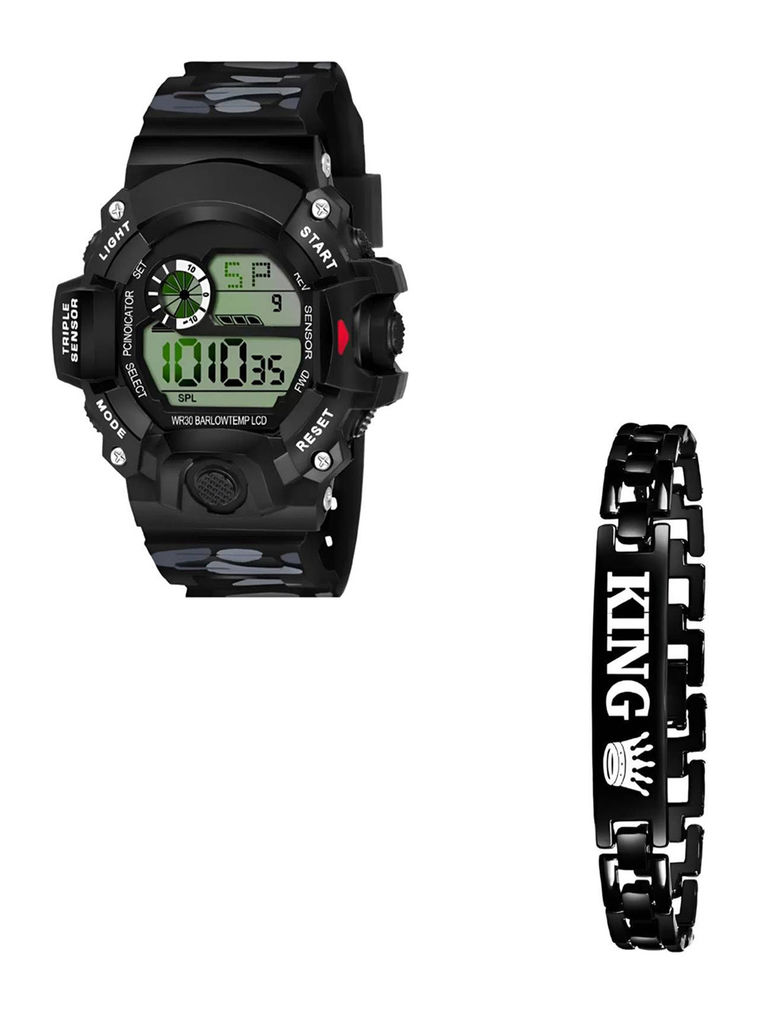 Hala Men Solid Round Formal Digital Watch Comes With Bracelet - G90 + King Bracelet