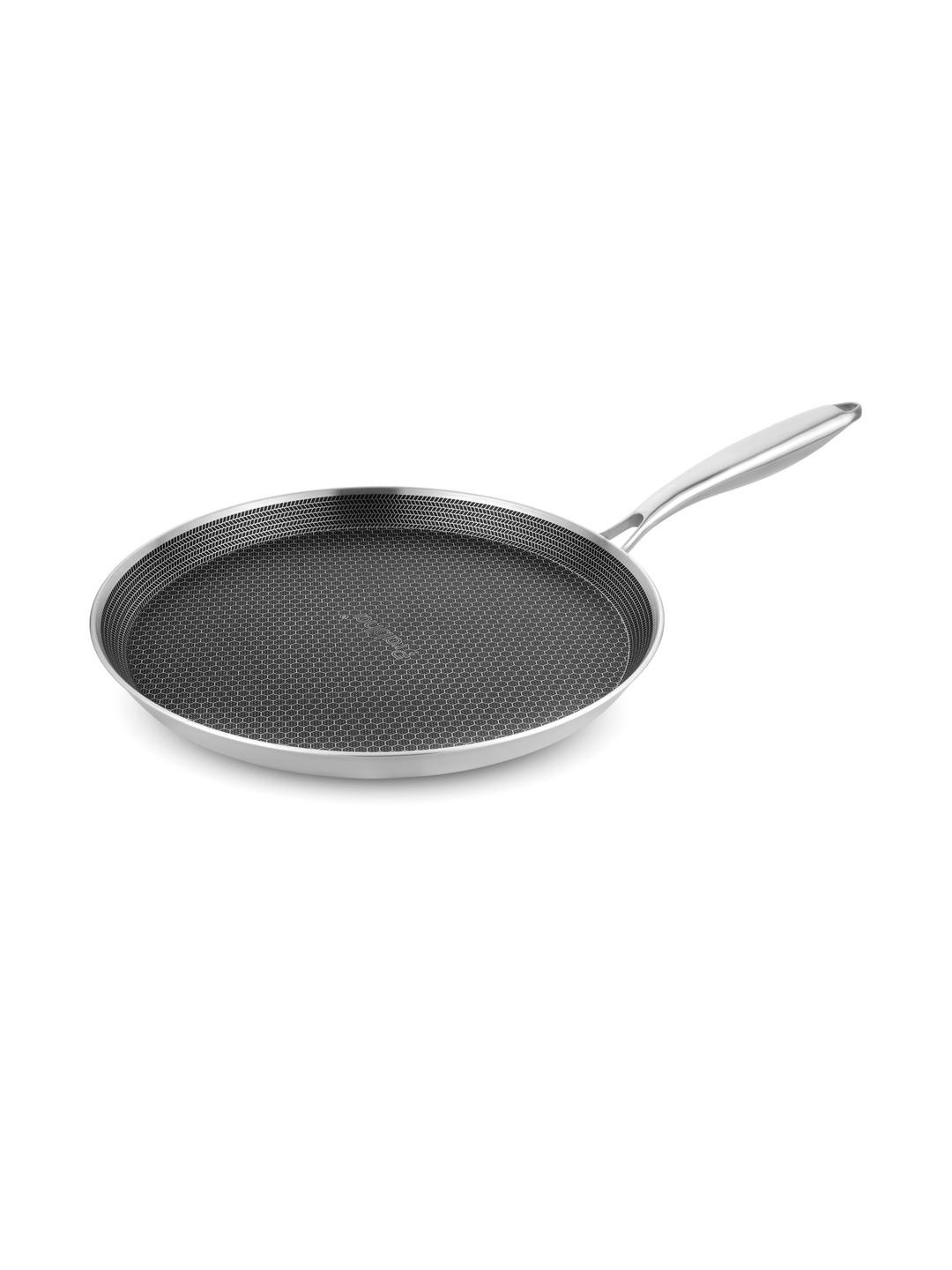 Prabha Black Unisex Easy to Clean Stainless Steel Dosa Tawa