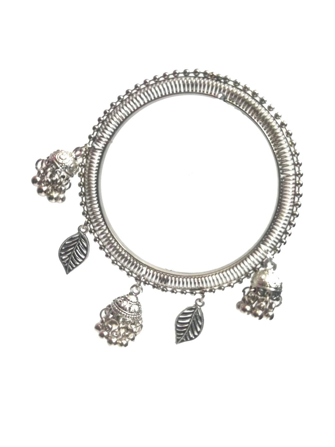 gurjari jewellers Women Silver Oxidized Charm Bangle