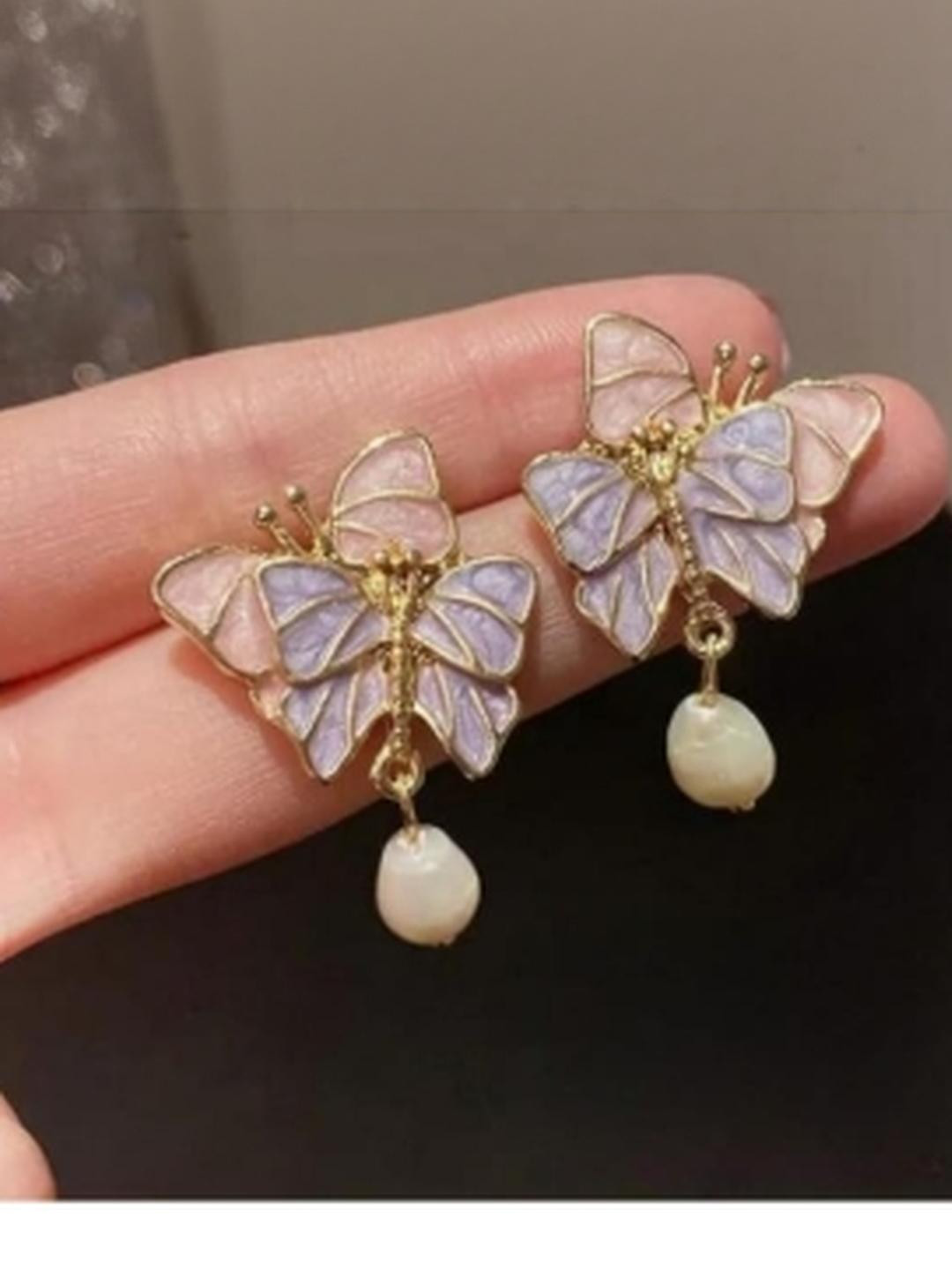 Amrav Purple Butterfly Drop Earrings