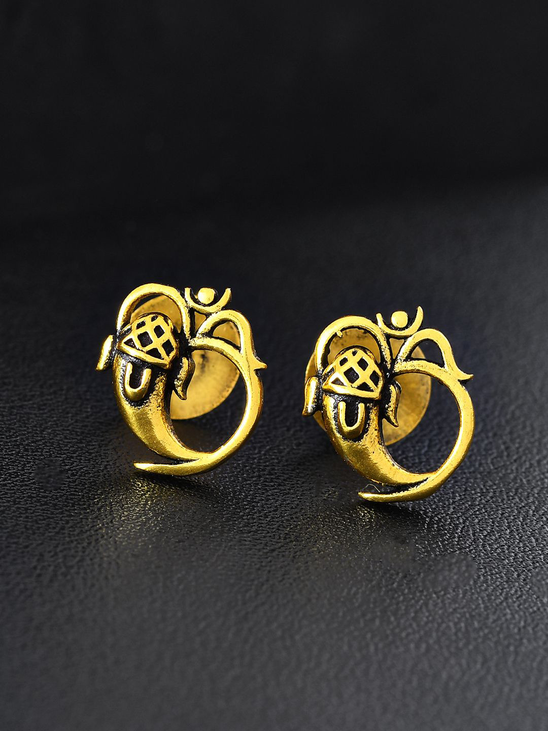 Voylla Men Gold-Plated The Ganesha Grace Quirky Shaped Studs Earrings