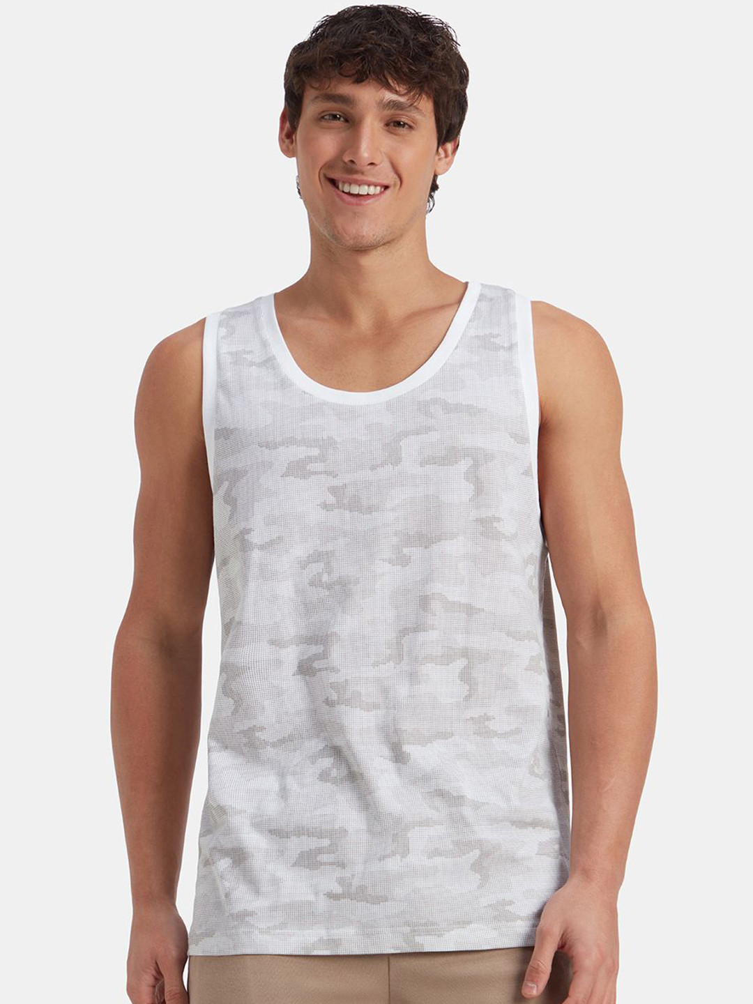 Jockey Super Combed Cotton Blend Sleeveless Printed Low Neck Styling Tank Top - AM67