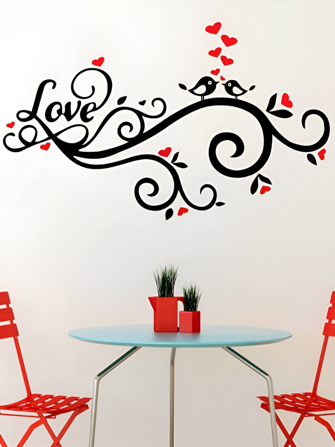 LANSTICK Black & Red Printed Matte-Finished Splash-Proof Eco-Friendly Wallpaper