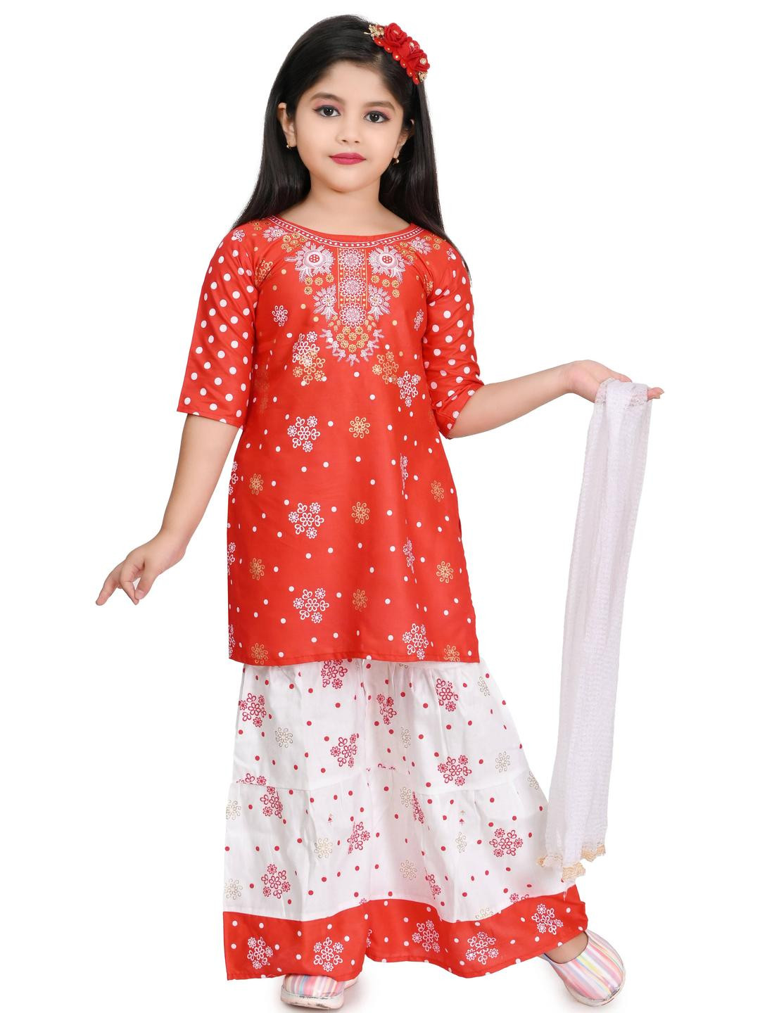 NFashion Girls Floral Print Boat Neck Cotton Blend Clothing Set