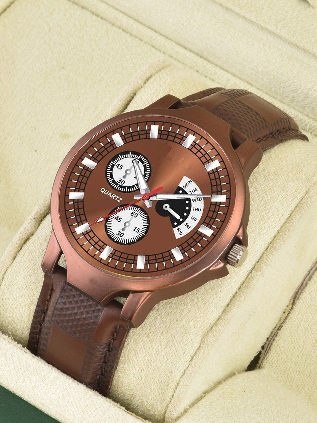 CSAMON Men Dial & Leather Textured Straps Analogue Watch Brown Aeviyo Dial 1016 Brown Case
