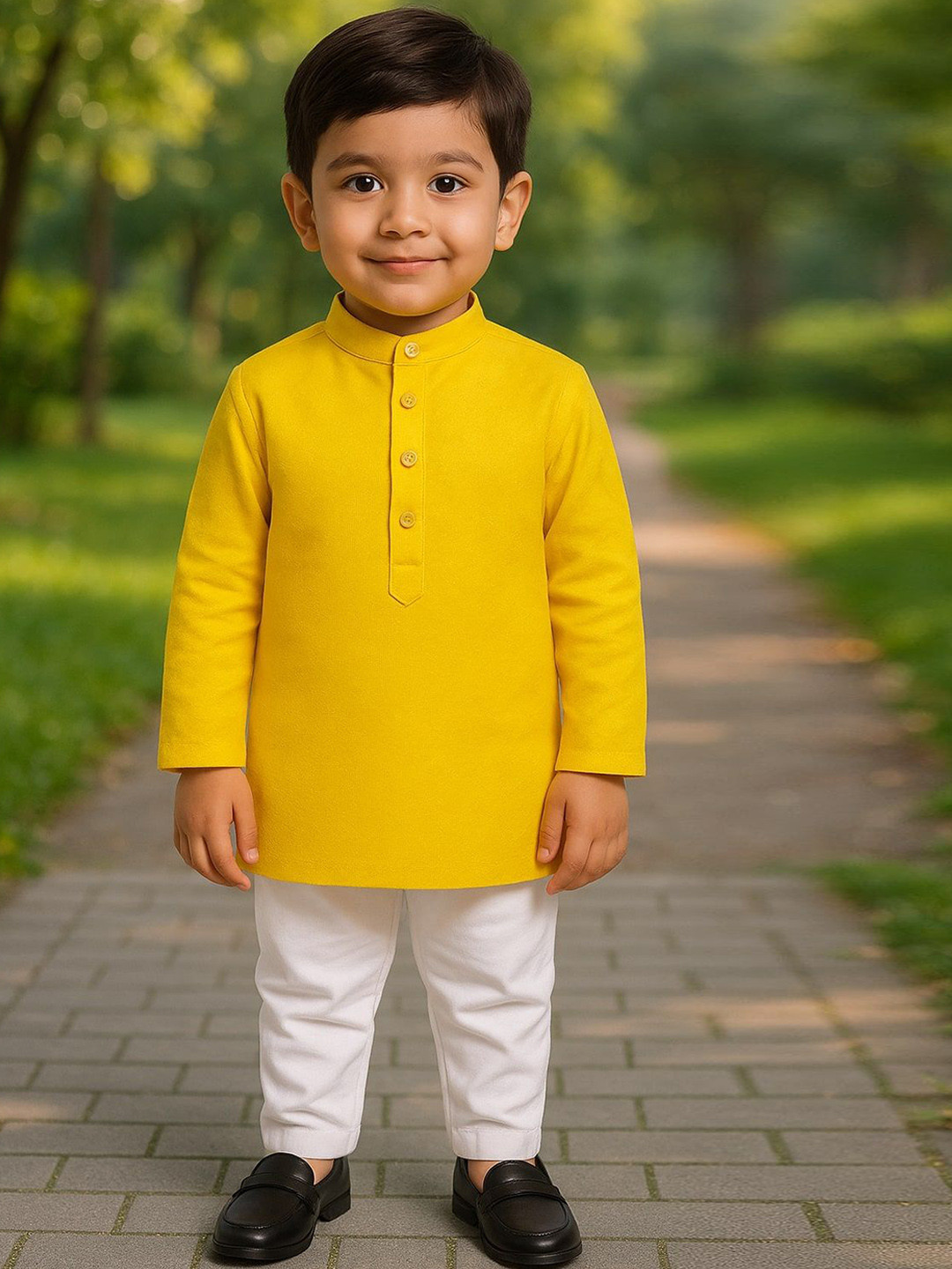 Qtsy Boys Solid Cotton Kurta with Pyjama