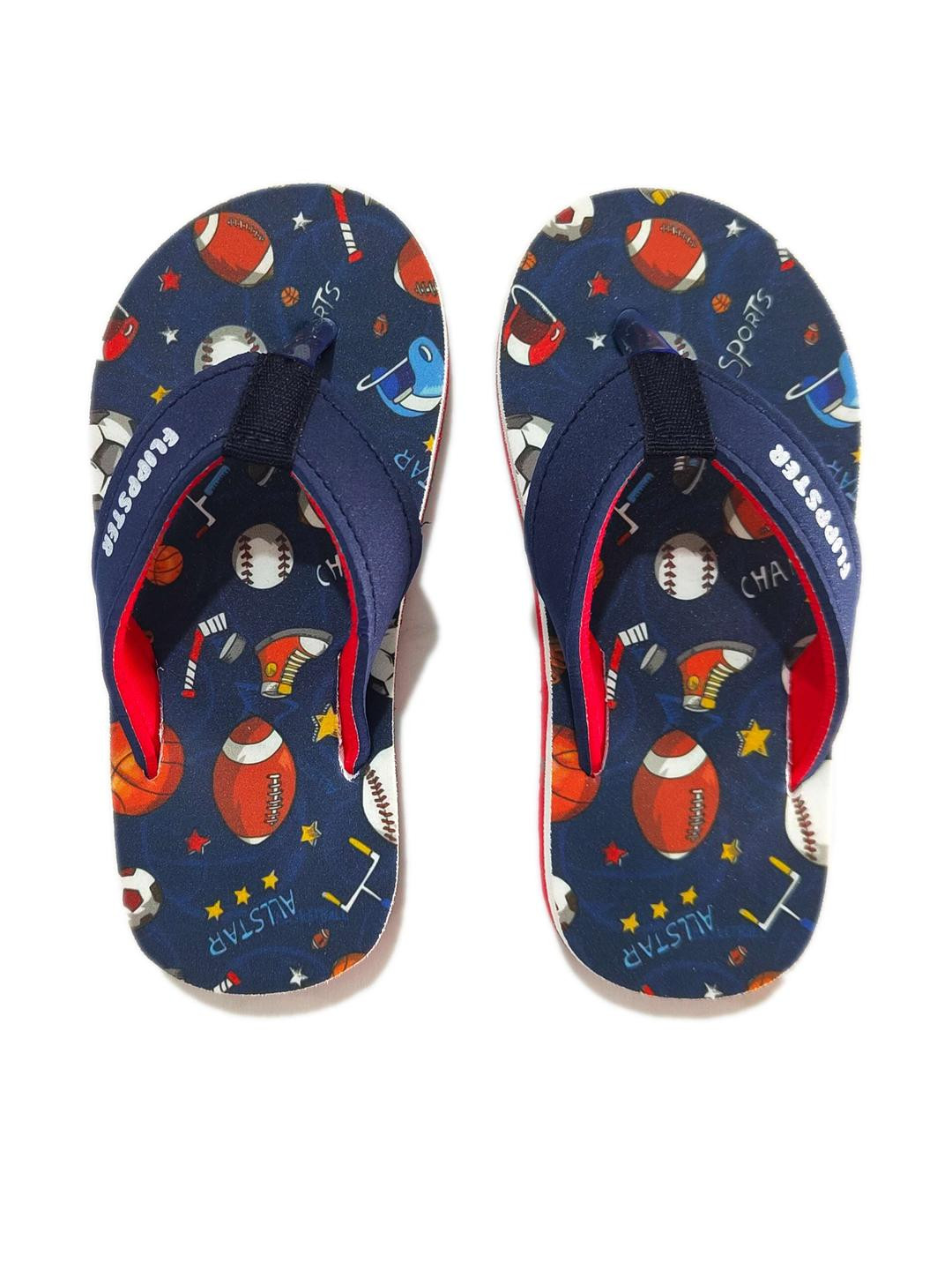 FLIPPSTER Kids Blue & Red Printed Flip Flops