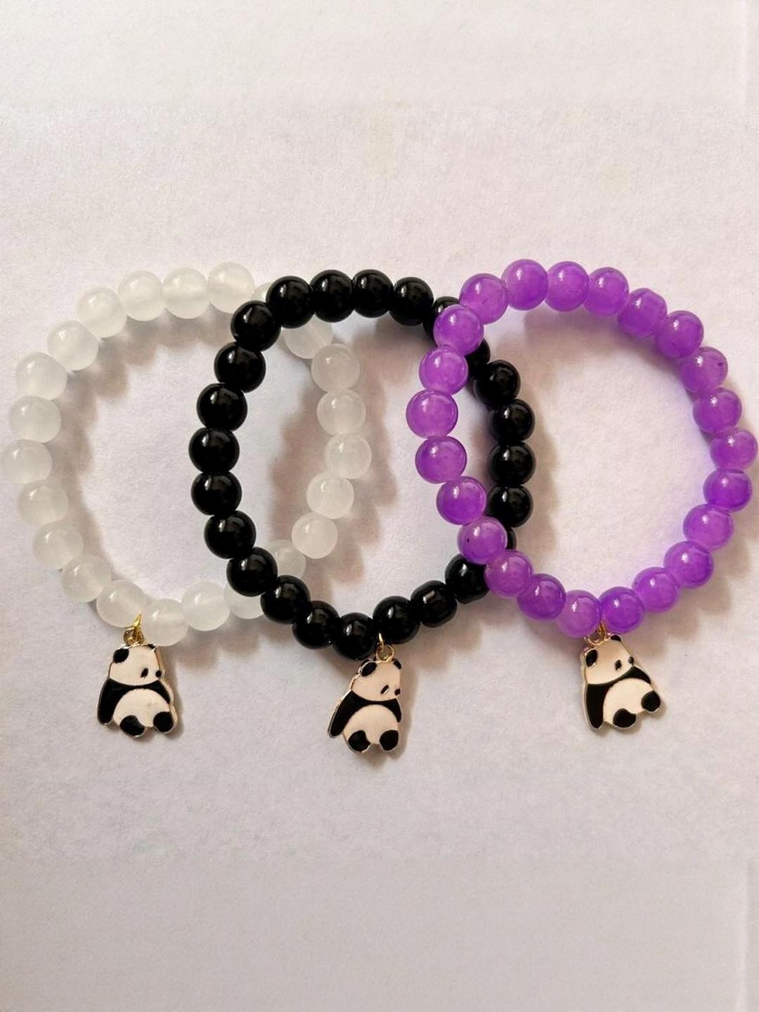 Rodya 3 Piece Multicolored Artificial Beads Panda Charm Bracelet
