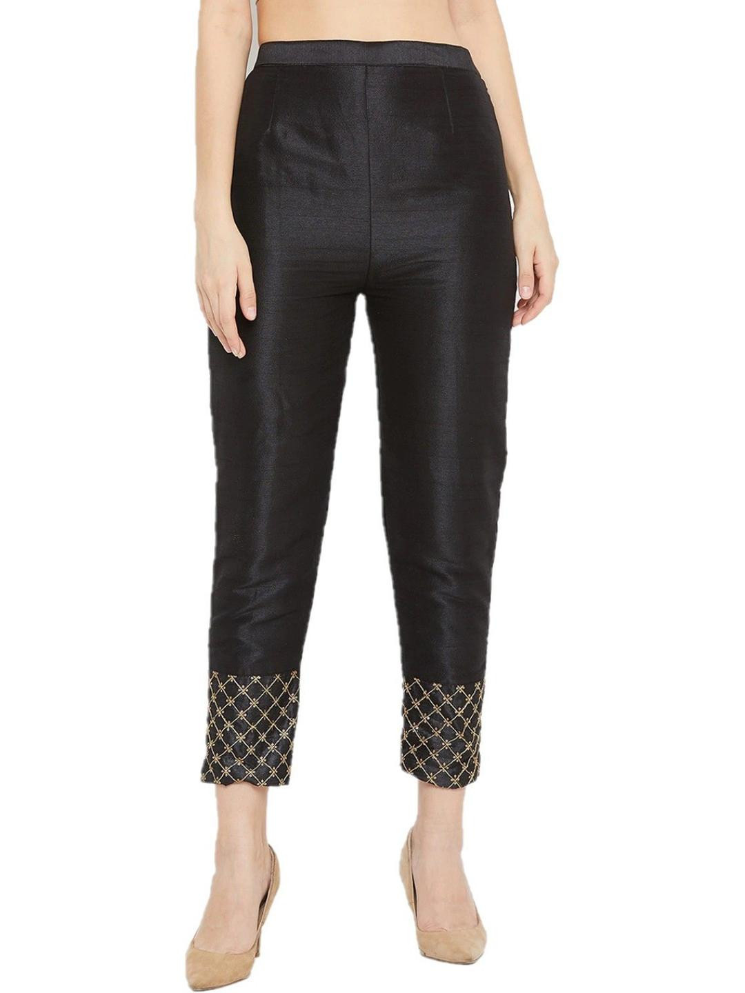 PINOVO Women Embroidered Easy Wash Cotton Regular Trousers