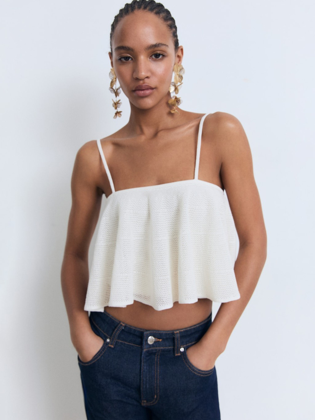 MANGO Knitted A-Line Crop Top