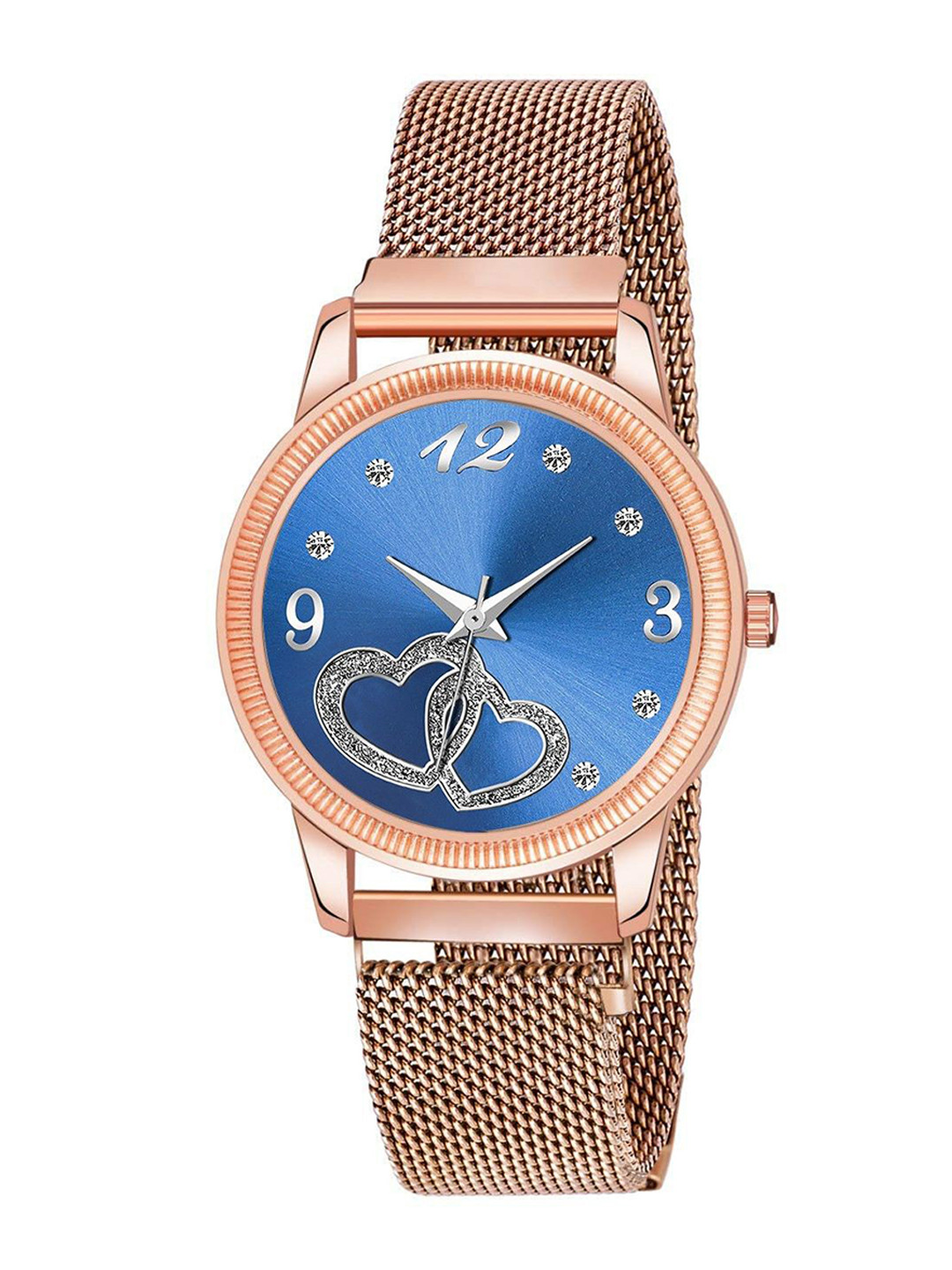 Gopal Shopcart Women Bracelet Style Analogue Watch Csamon_25_Rose gold_Blue Dial