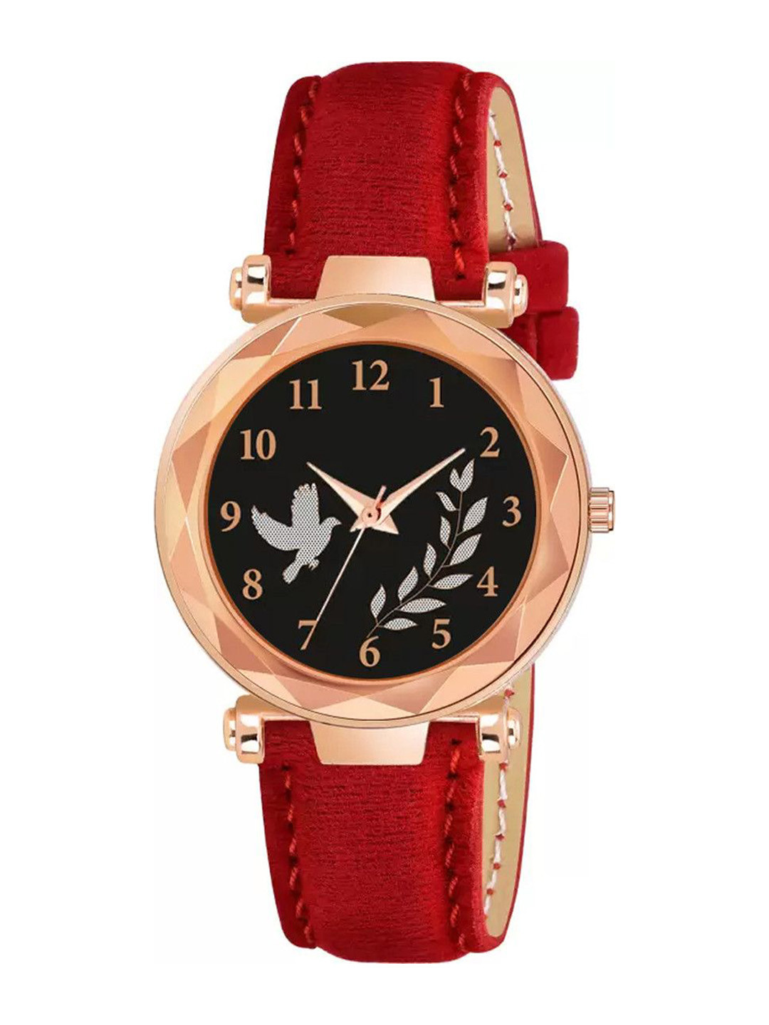 Gopal Shopcart Women Leather Straps Analogue Watch GR379RG BIRD RED Ve L